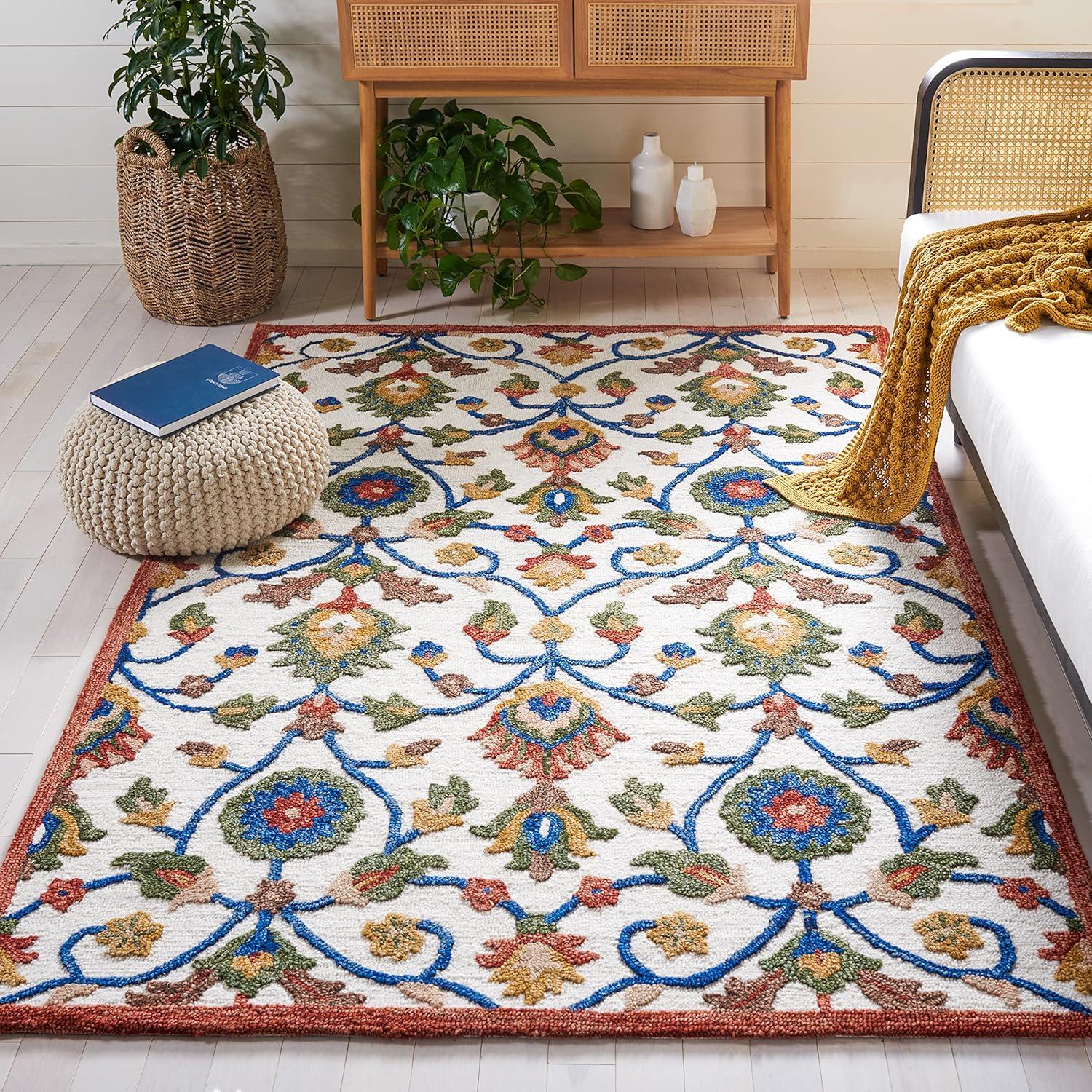 Blossom BLM562 Hand Tufted Area Rug - Ivory/Green - 6'x6' - Safavieh.