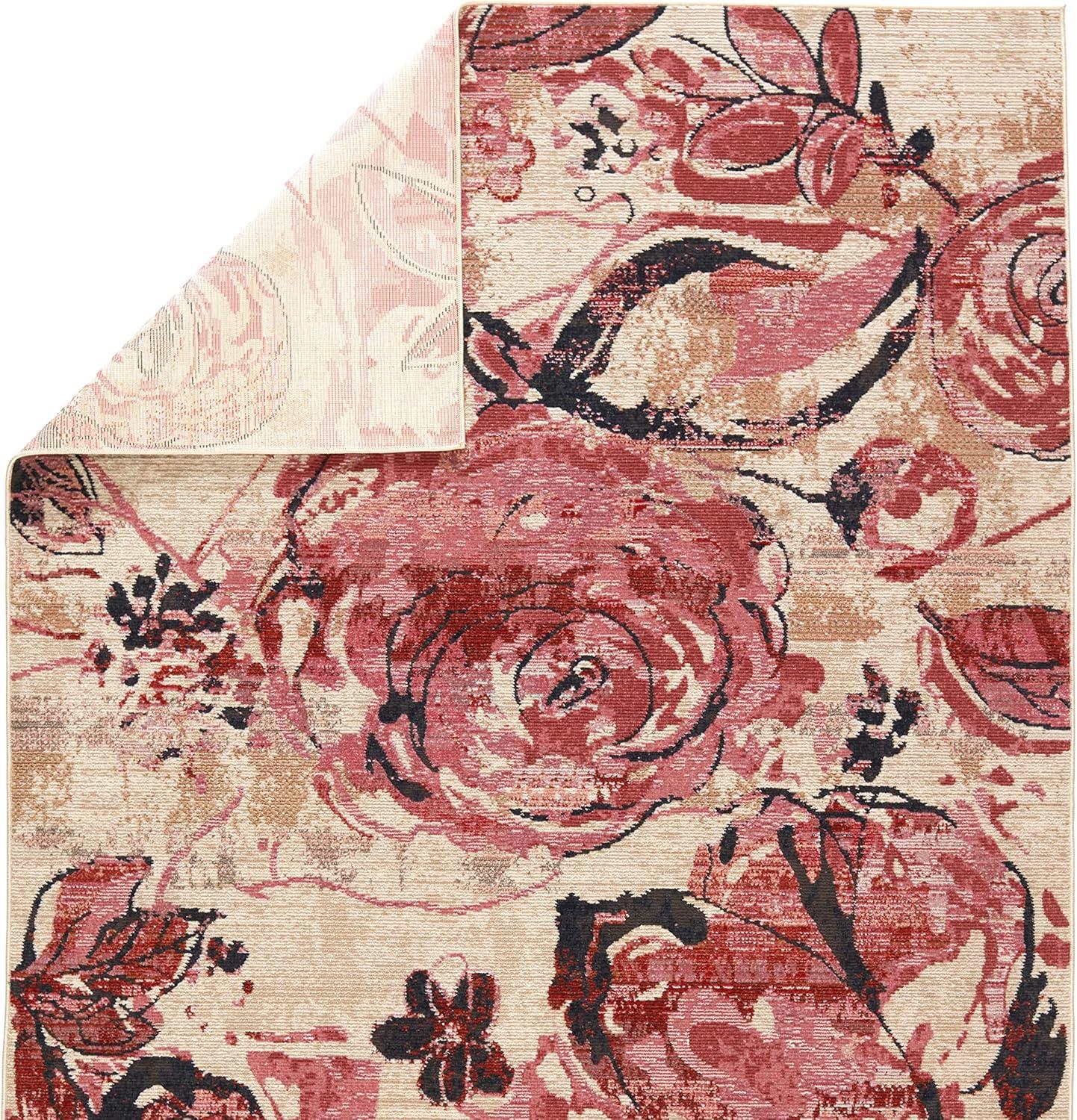 Hermione Red Floral 8' x 10' Synthetic Area Rug