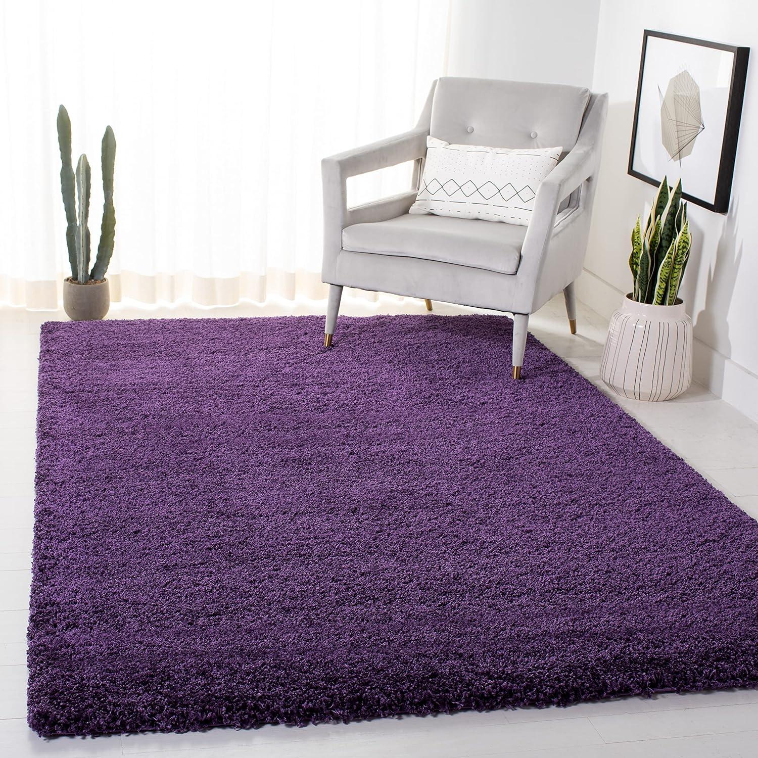 Milan Shag SG180 Power Loomed Indoor Area Rug - Purple - 5'1"x5'1" - Safavieh