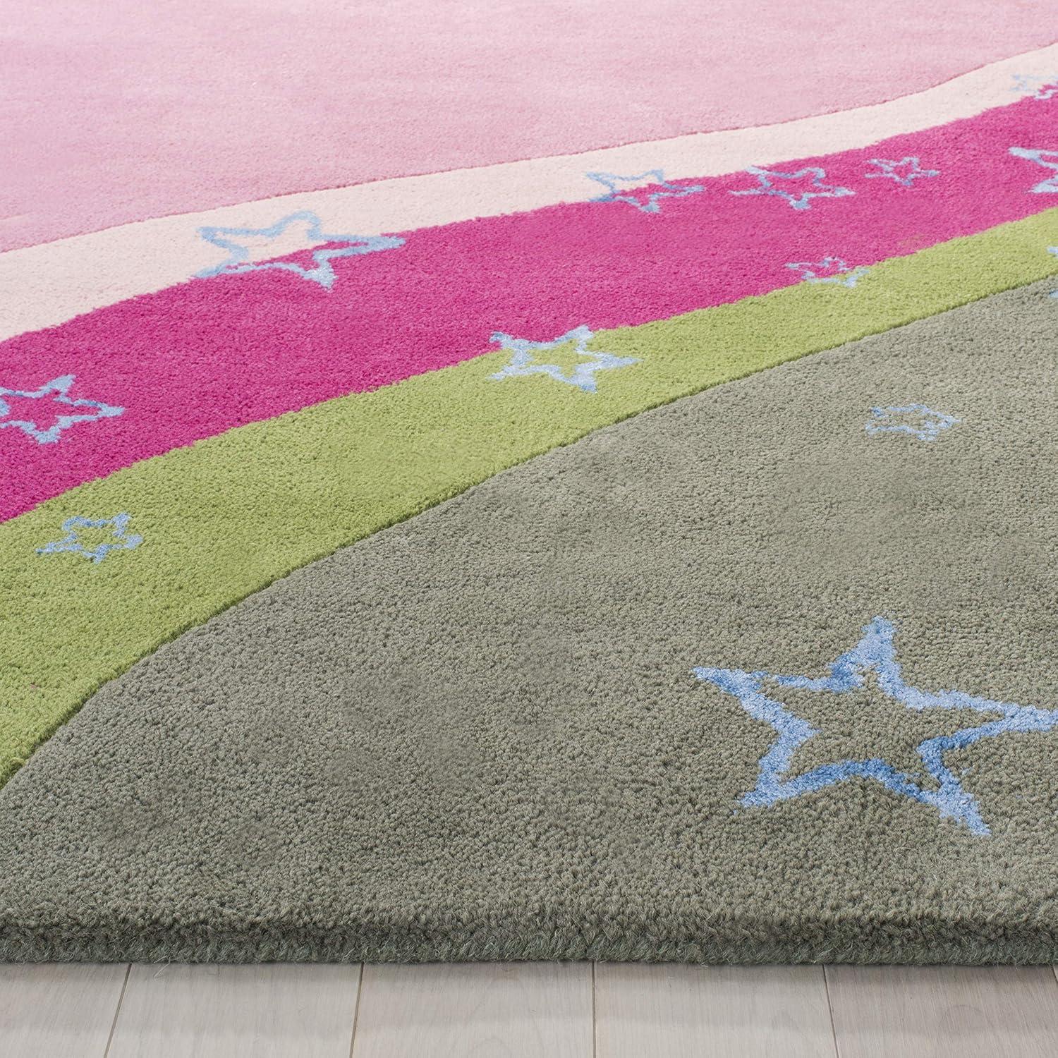 Safavieh Kids SFK338 Hand Tufted Indoor Area Rug - Green/Pink - 5'x8' - Safavieh