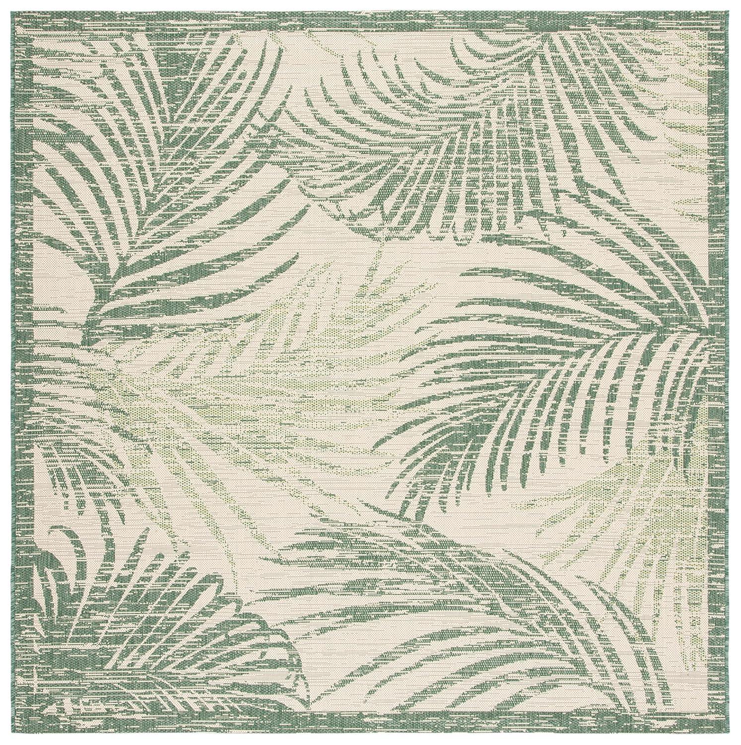 Courtyard CY7557 Power Loomed Indoor/Outdoor Area Rug - Beige/Green - 6'7"x6'7" - Safavieh.