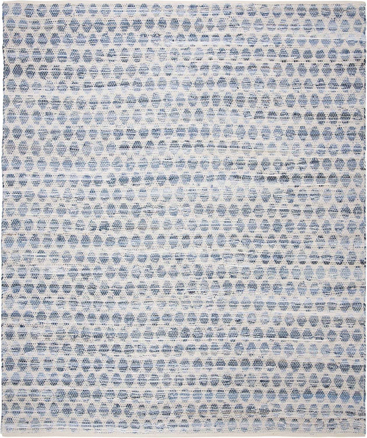 Coastal Blue Cotton & Synthetic 95" Round Handwoven Rug