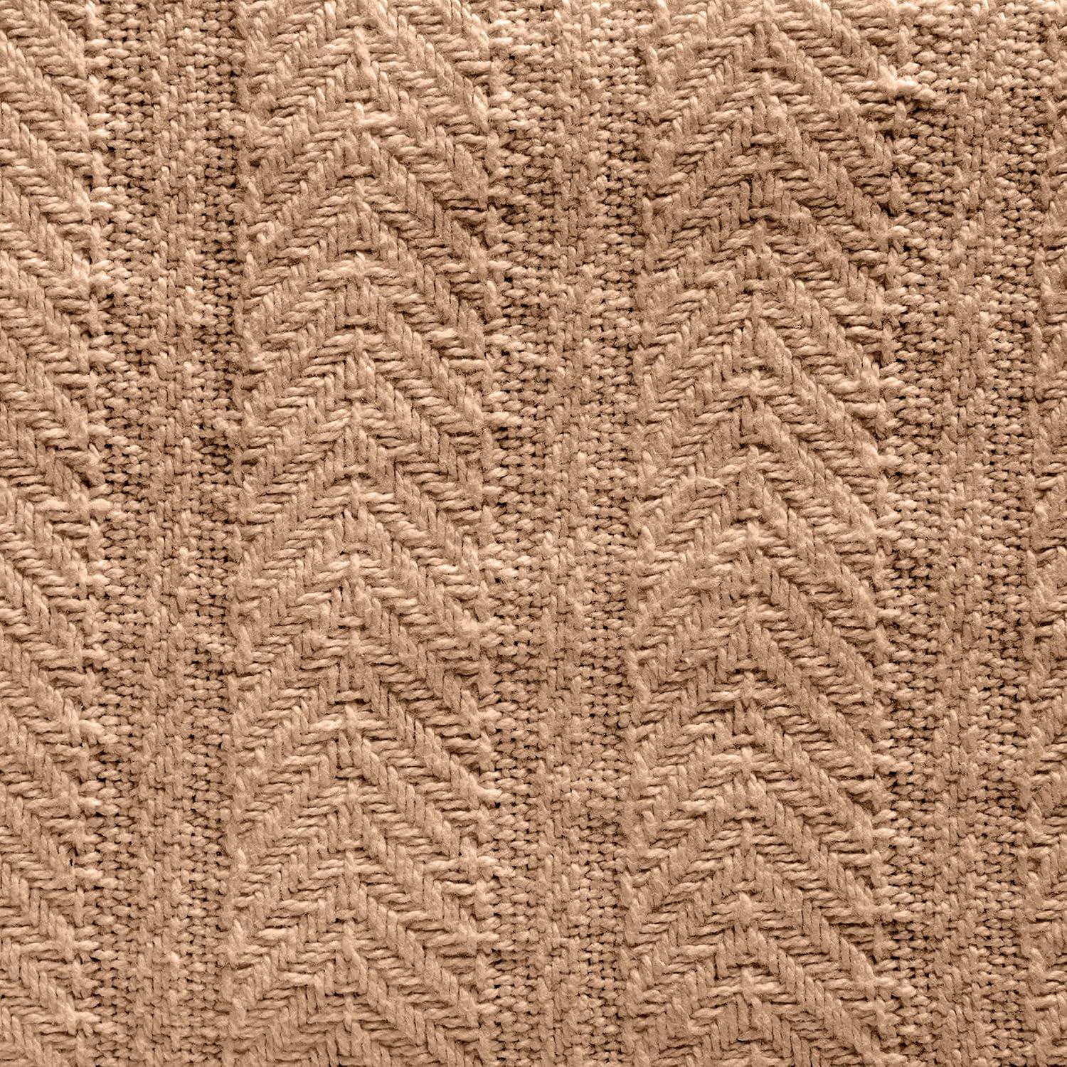 Woven Tan Cotton Twin Blanket