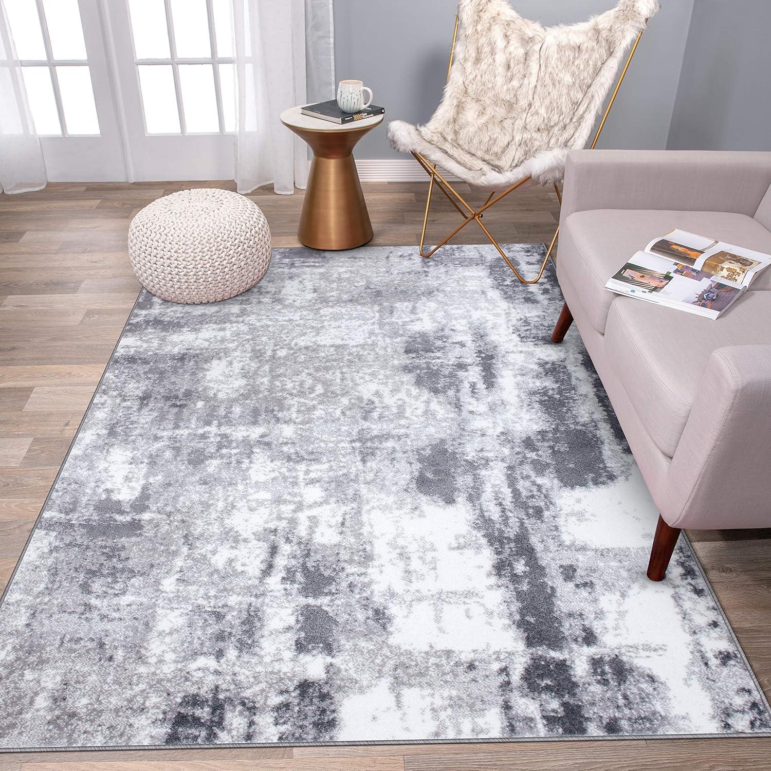 World Rug Gallery Contemporary Abstract Distressed Area Rug