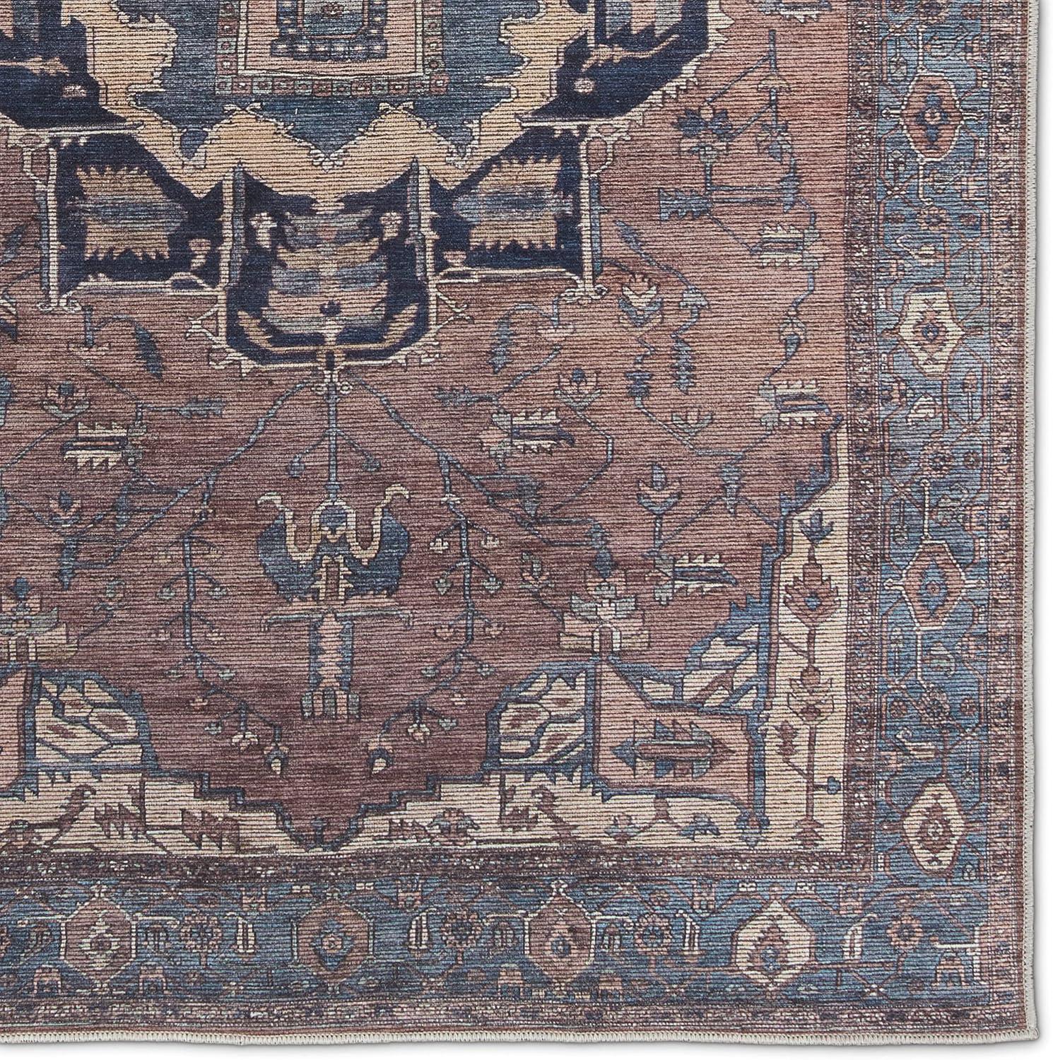 Jaipur Living Soft 8x10 Large Area Rug, Boho, Blue/Dark Brown