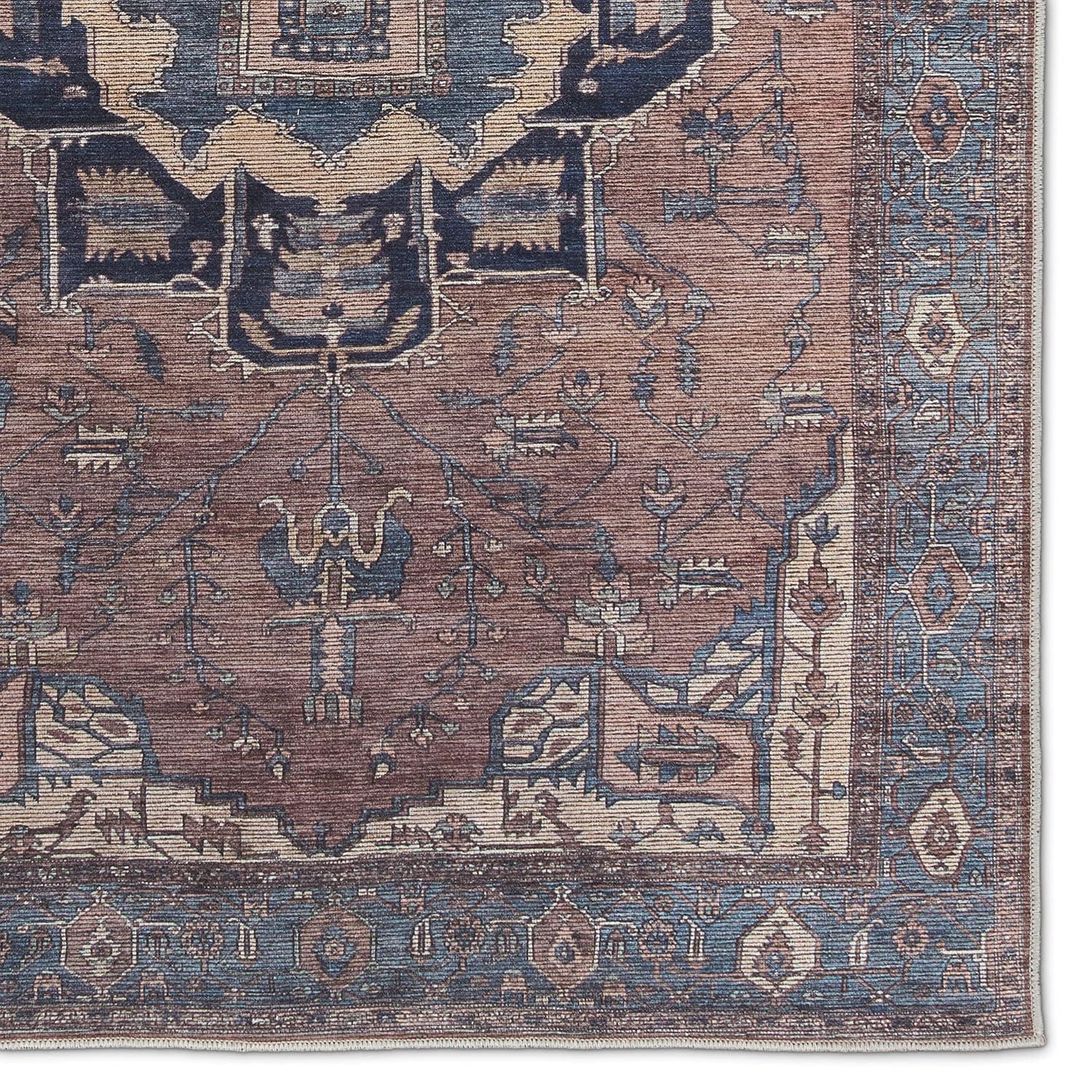Jaipur Living Soft 8x10 Large Area Rug, Boho, Blue/Dark Brown