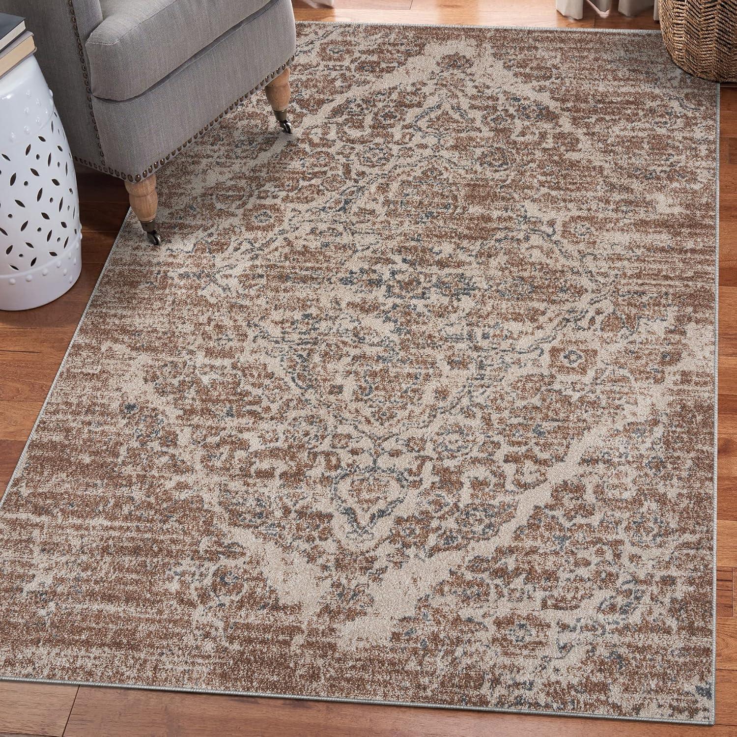 Luxe Weavers Victoria Collection Beige 5x7 Floral Area Rug