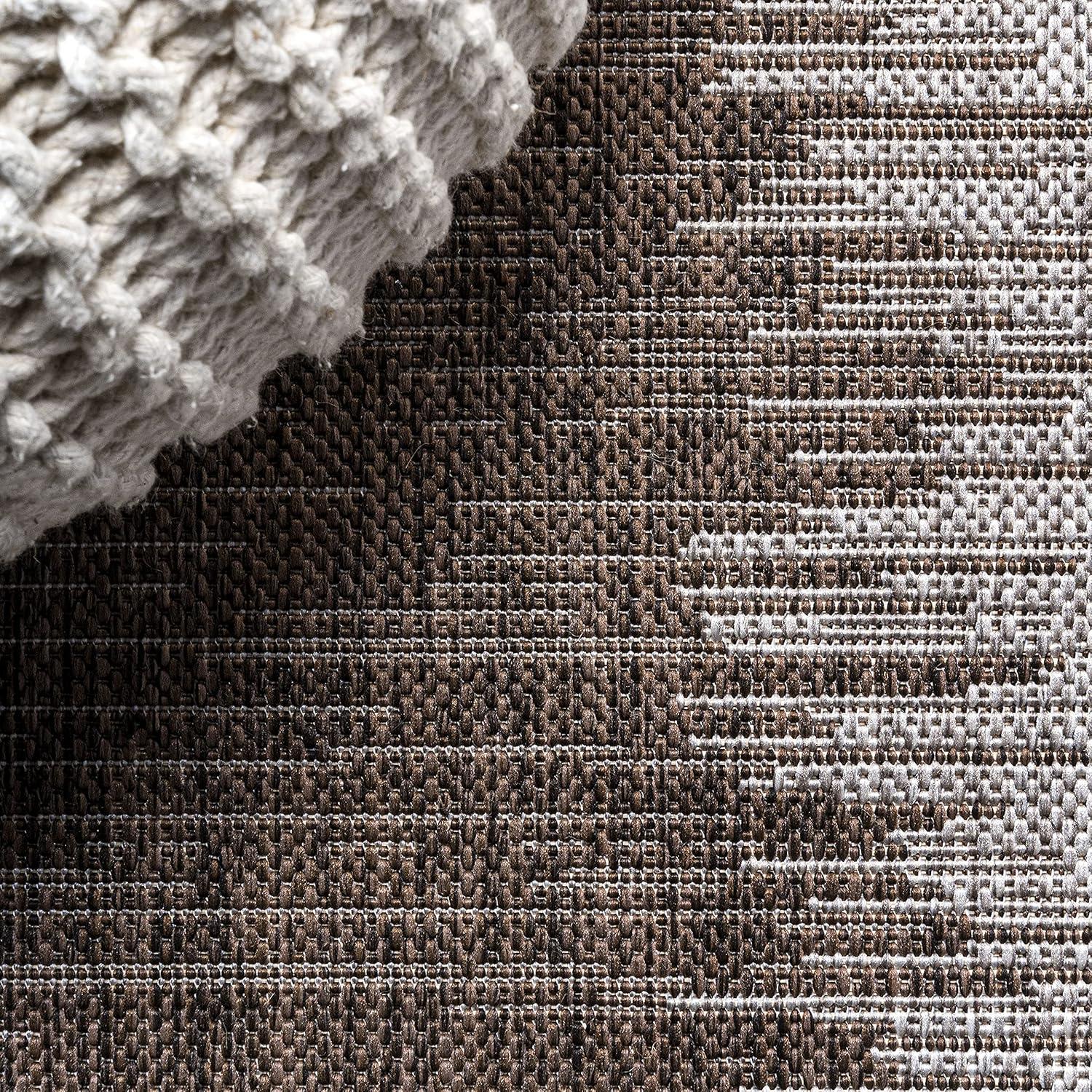 5'x8' Tavira Modern Strie' Indoor/Outdoor Area Rug, Brown/Beige - JONATHAN Y