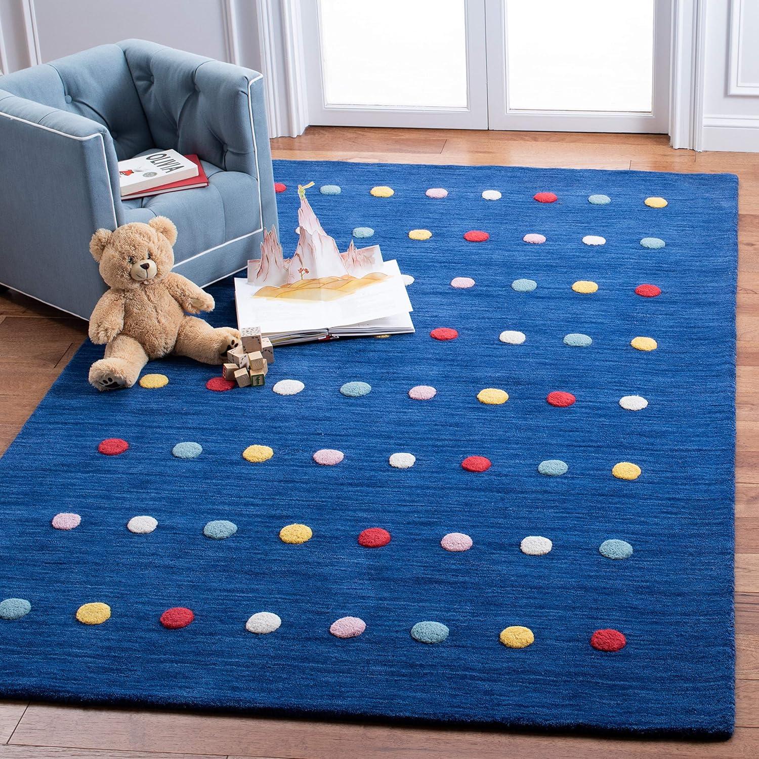 Safavieh Kids SFK804 Hand Loomed Indoor Accent Rug - Navy - 3'x5' - Safavieh