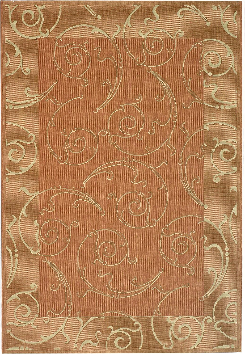Courtyard CY2665 Power Loomed Indoor and Outdoor Area Rug - Terracotta/Natural - 4'x5'7" - Safavieh