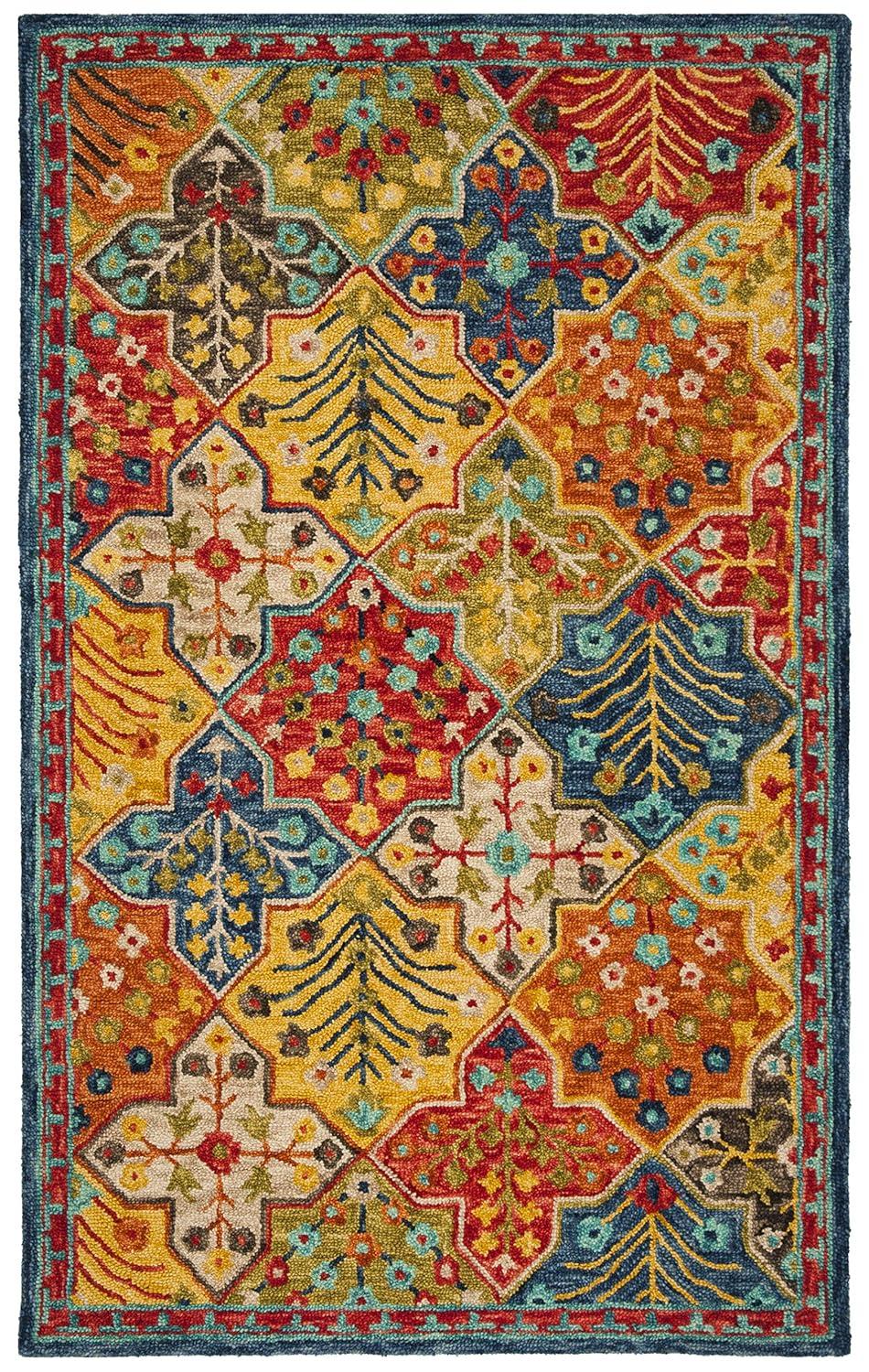 Aspen APN514 Hand Tufted Area Rug - Blue/Orange - 5' X 8' - Safavieh.