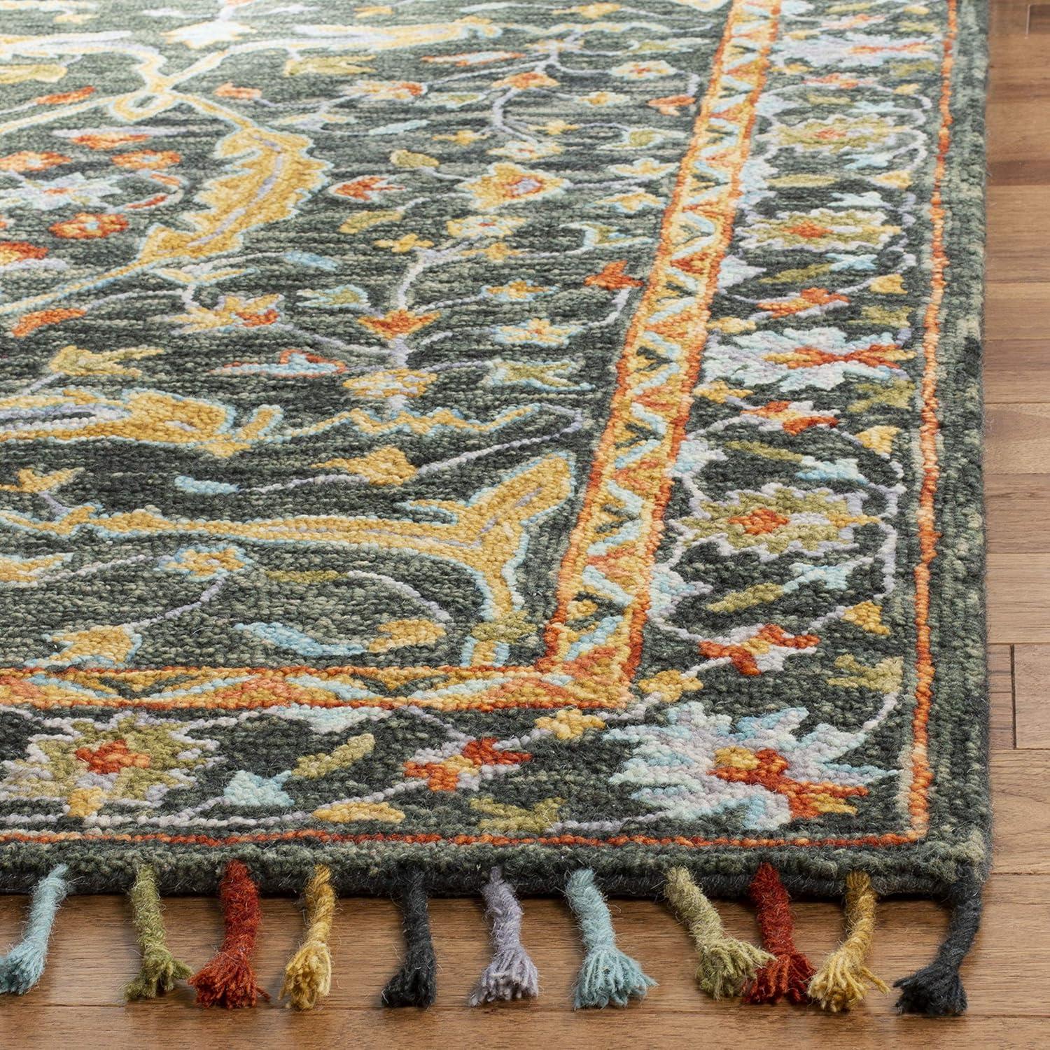 Aspen APN116 Hand Tufted Area Rug - Blue/Rust - 3' X 5' - Safavieh.