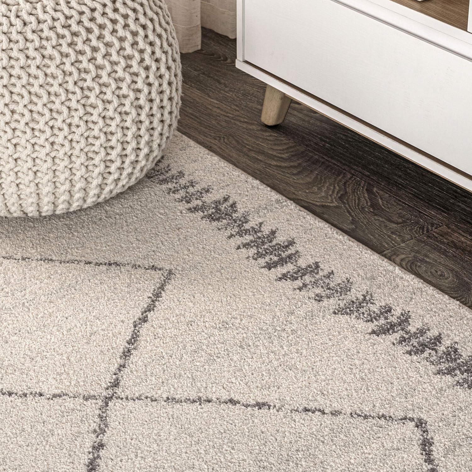 4'x6' Zaina Moroccan Beni Souk Area Rug, Cream/Gray - JONATHAN Y