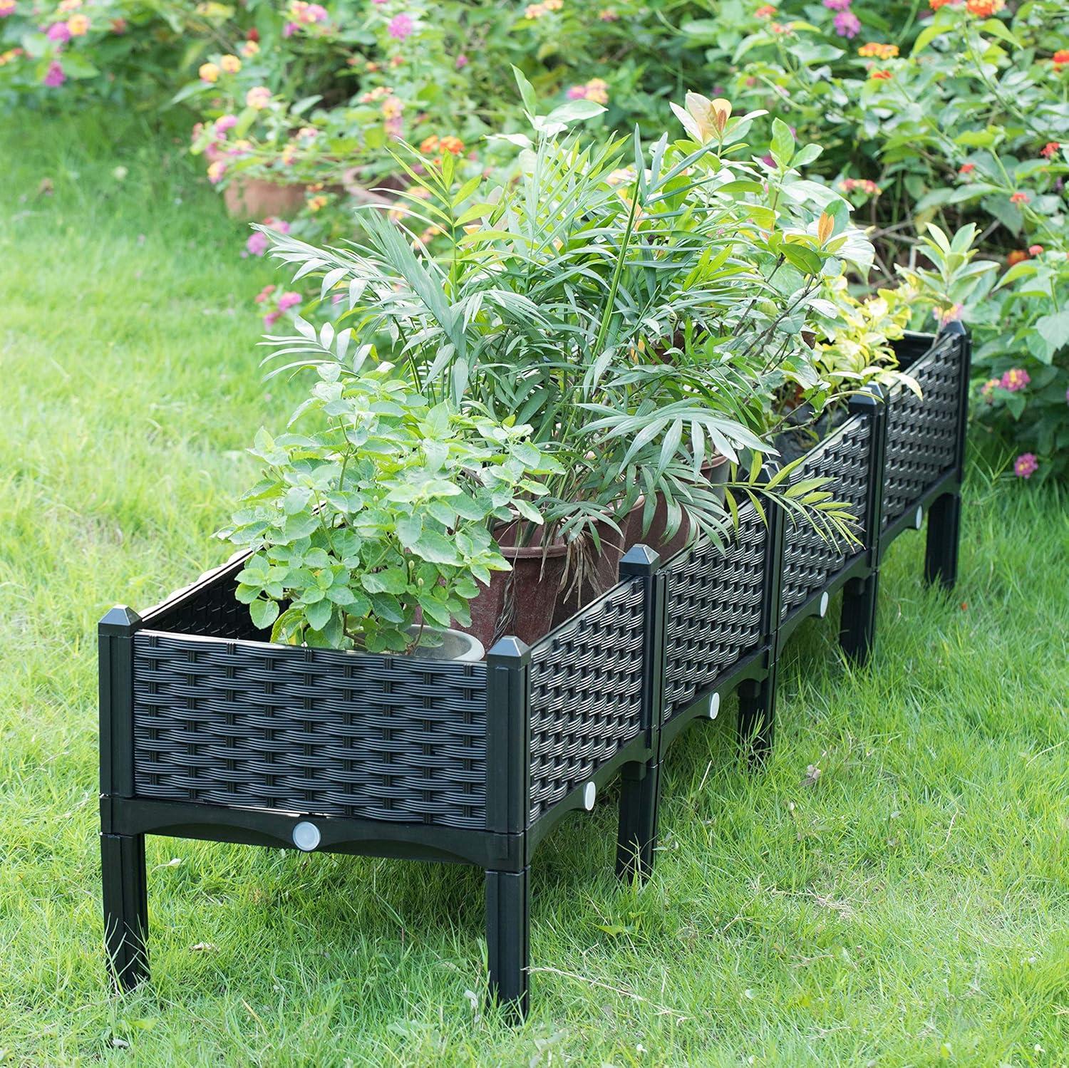 Rattan Raised Garden Bed Flower Planter