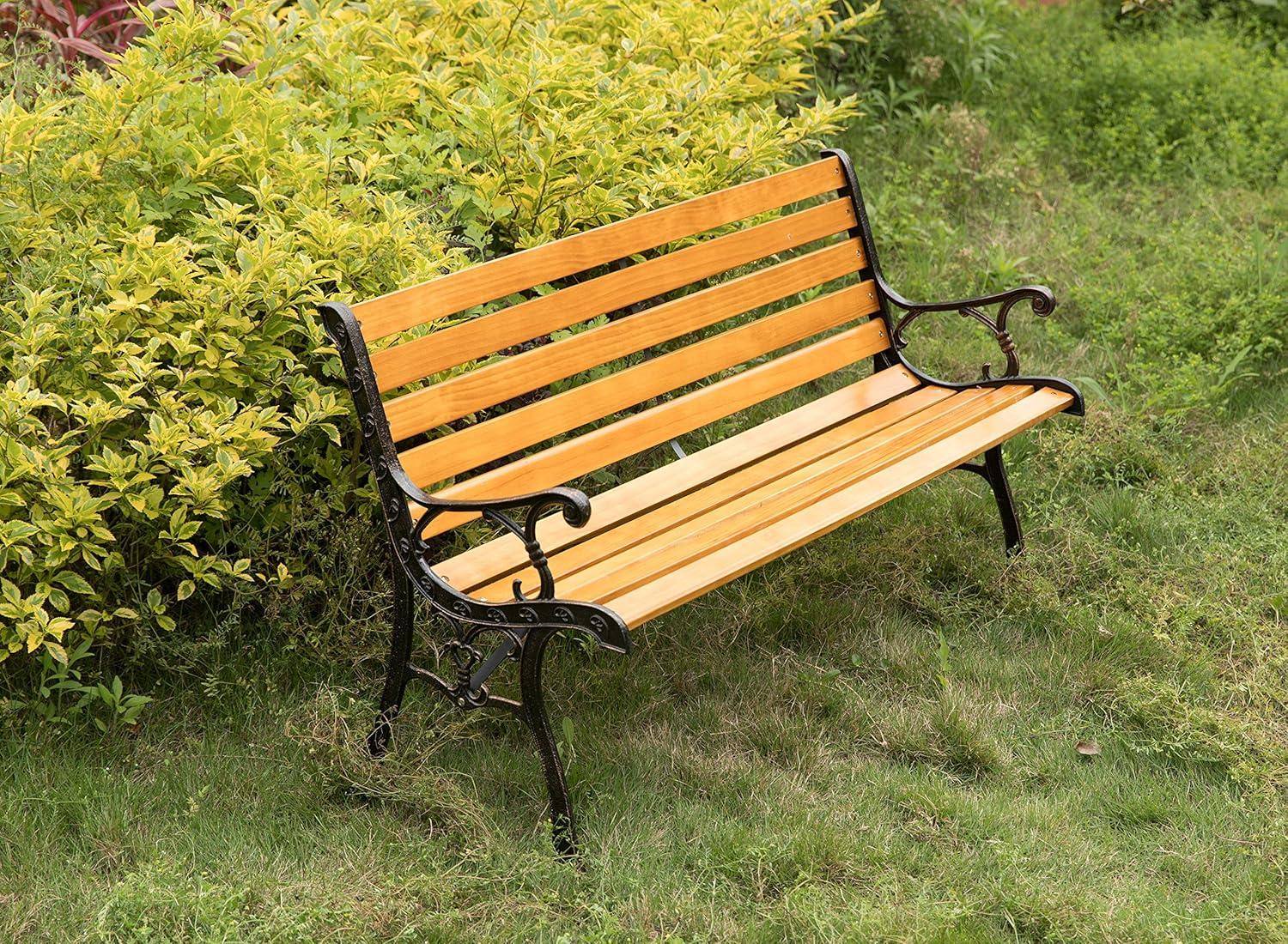 Kambrya Metal/Solid Wood Outdoor Bench