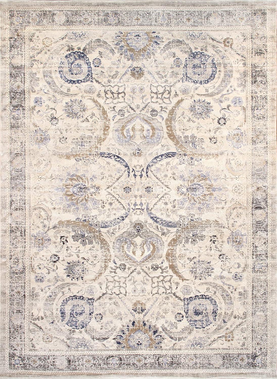 Amadeus Power Loom Oriental Area Rug in Ivory/Gray