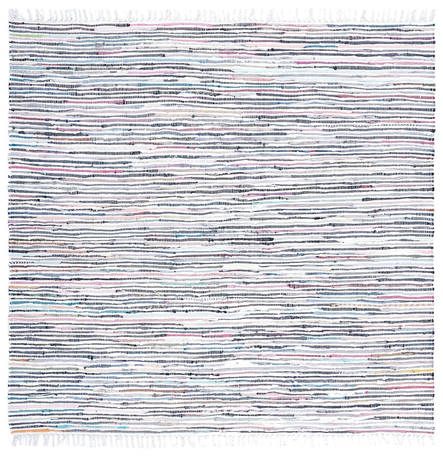 Rag Area Rug RAR125 Hand Woven Area Rug - Ivory/Multi - 6'x6' - Safavieh.