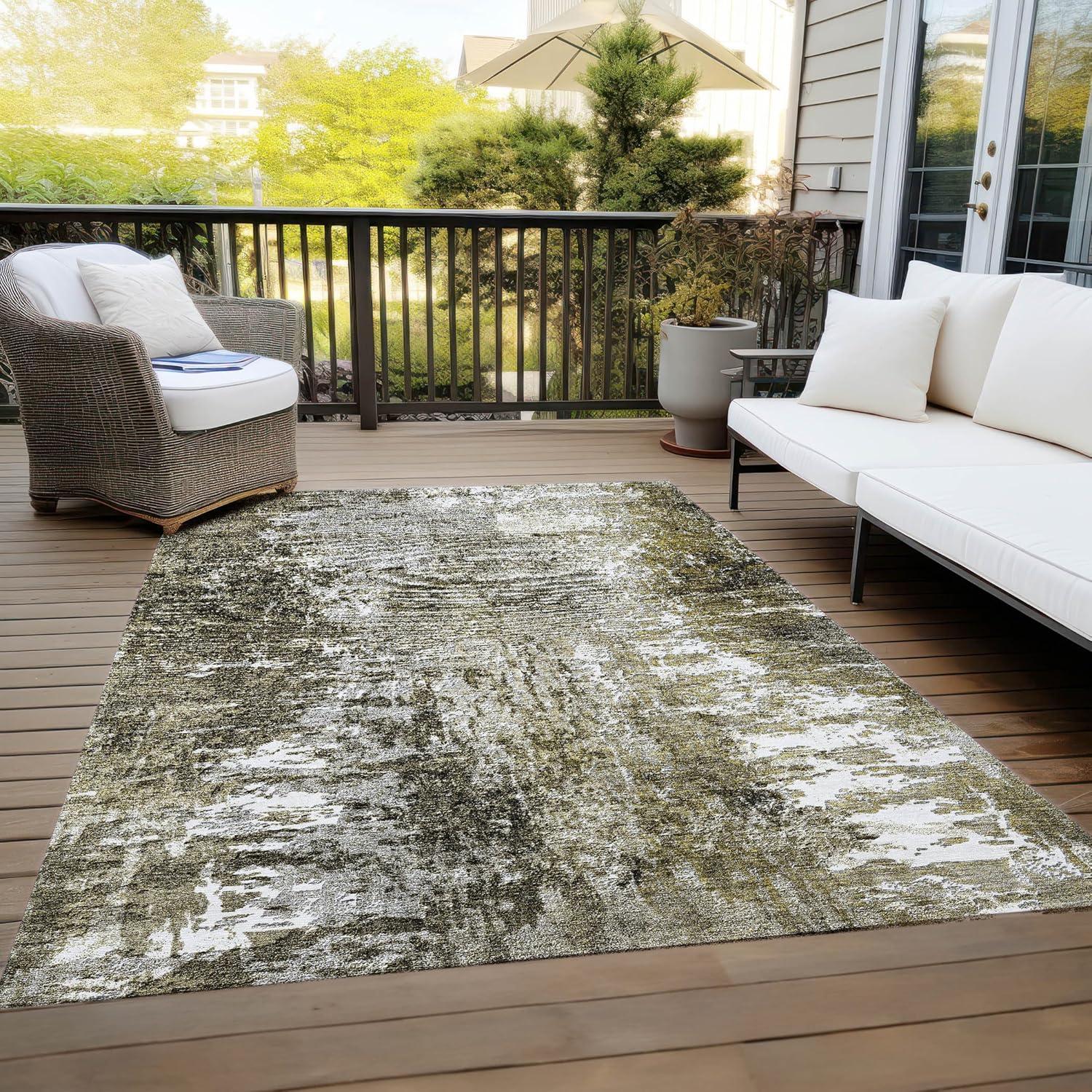 Taupe Synthetic Flat Woven Washable 5' x 7' Area Rug