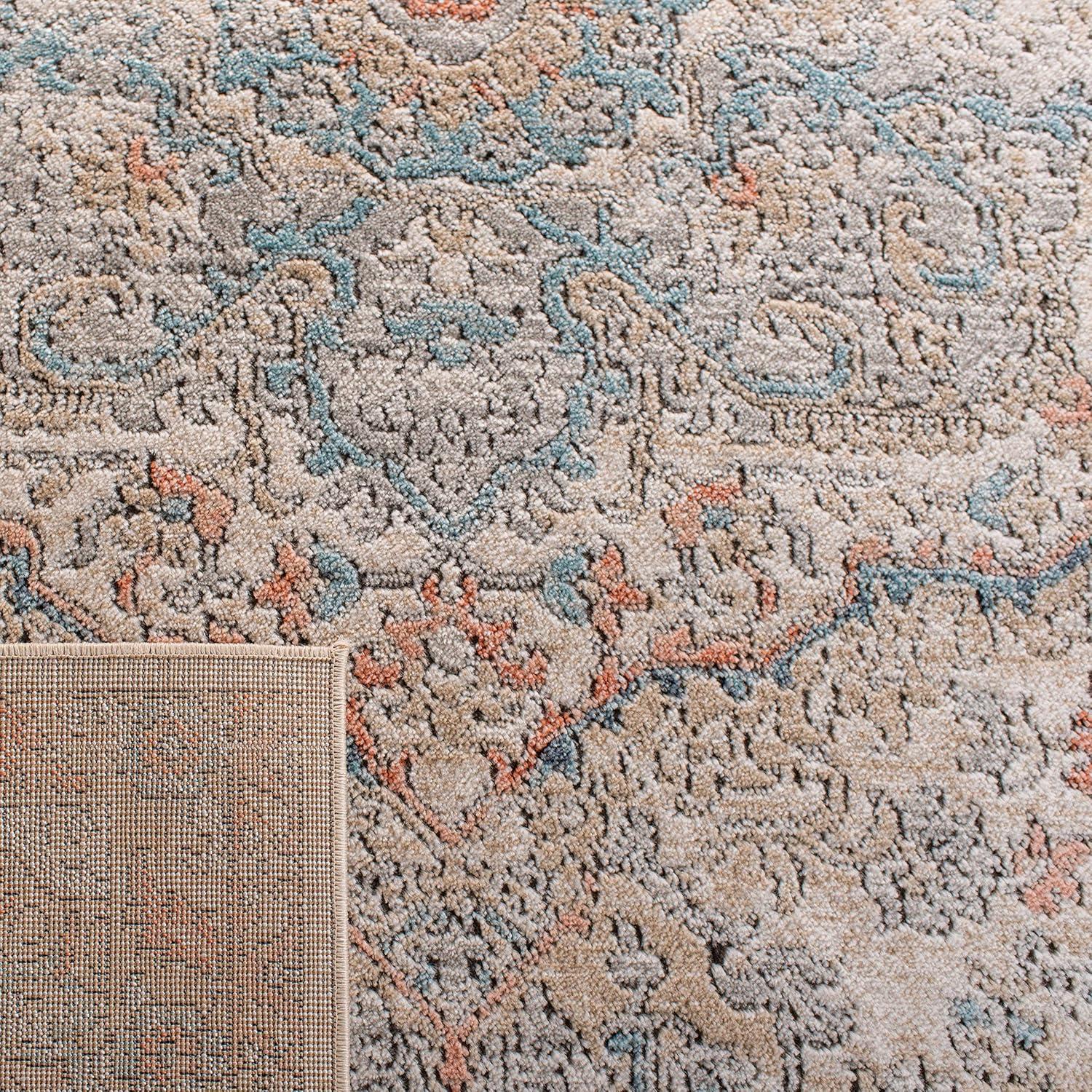 SAFAVIEH Oregon Seachlann Floral Bordered Area Rug, 9' x 12', Grey/Blue