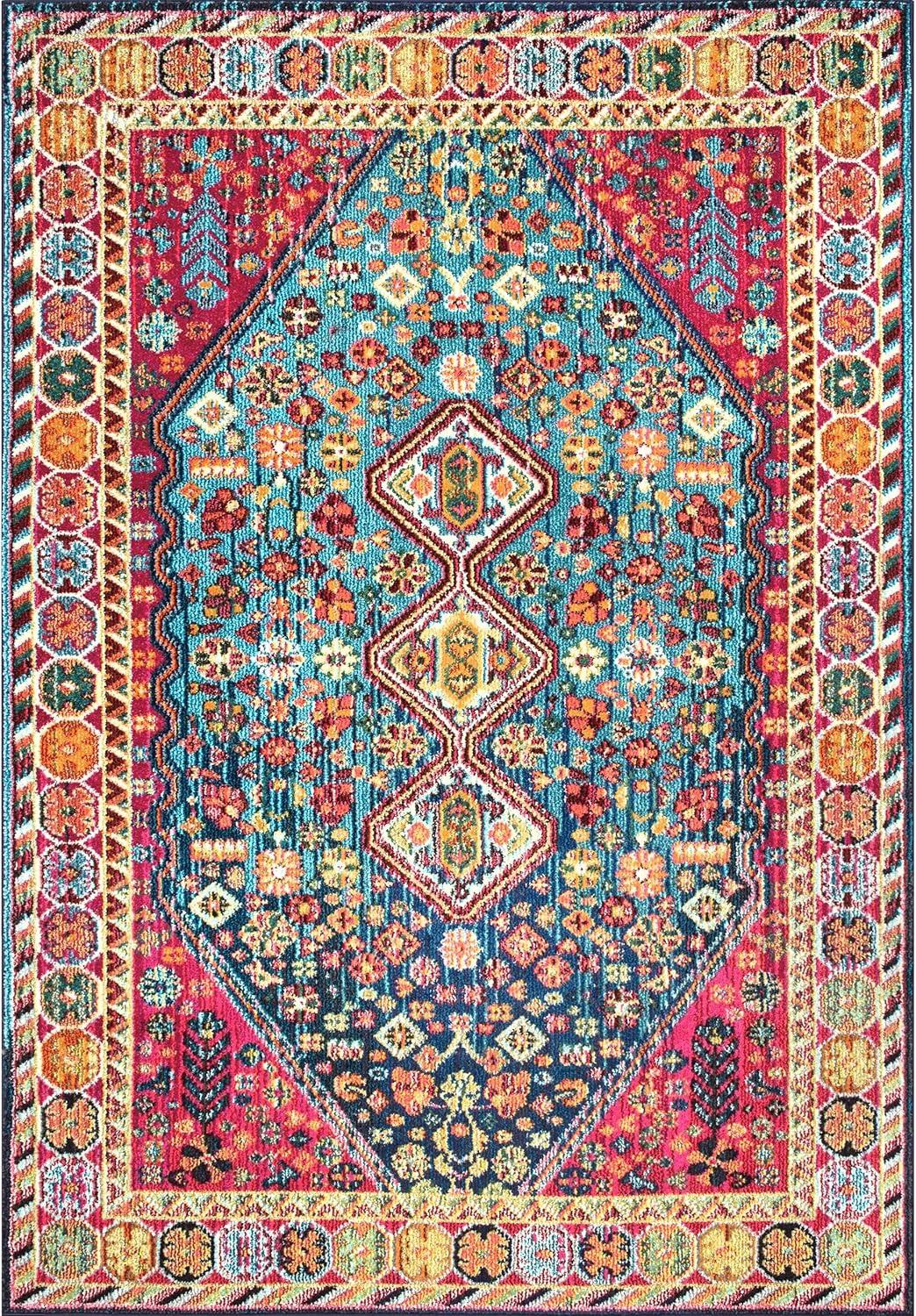 4'x6' Vintage Erline Area Rug Blue/Red - nuLOOM