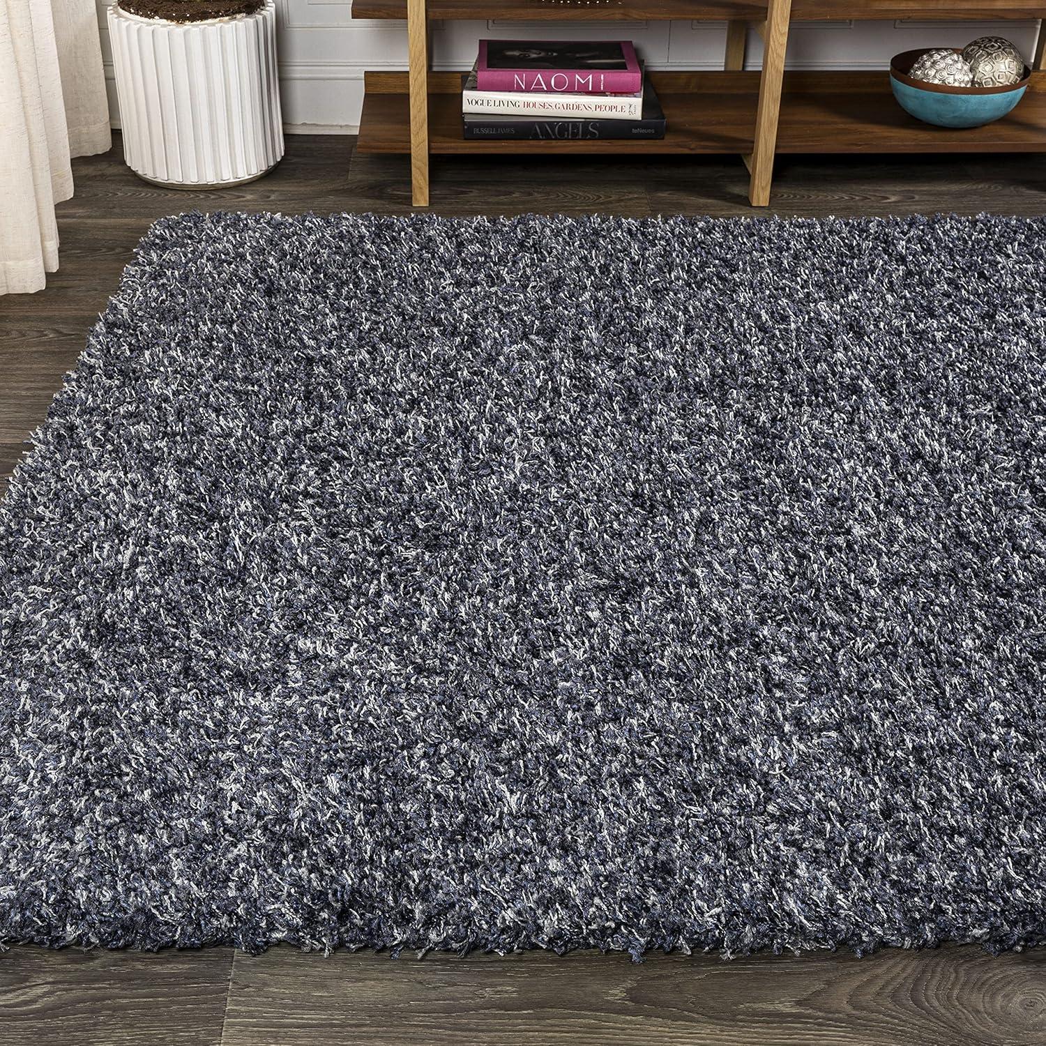 3'x5' Mercer Shag Plush Area Rug, Denim - JONATHAN Y
