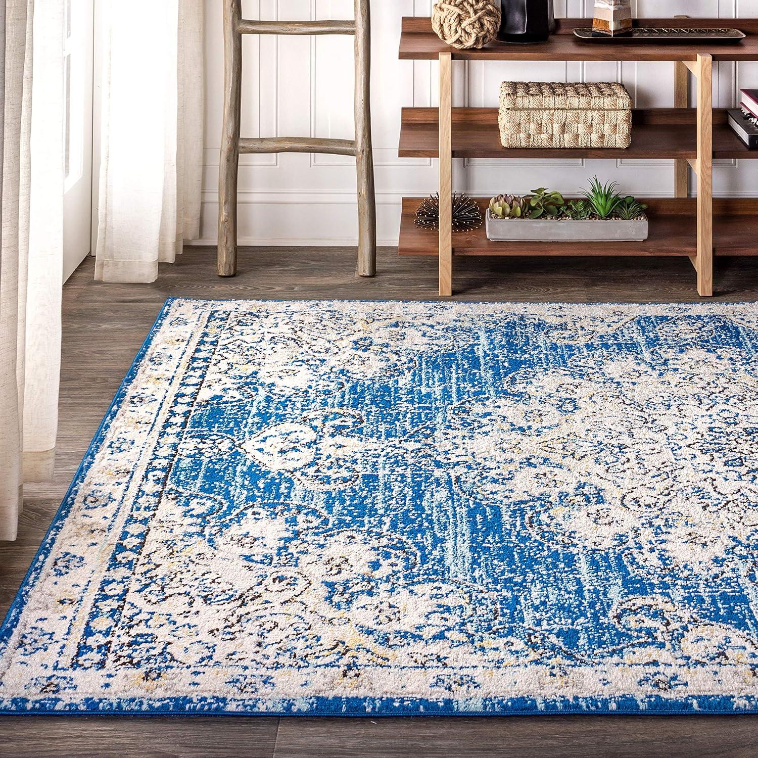 JONATHAN Y Bohemian FLAIR Boho Vintage Medallion Blue/Cream 4 ft. x 6 ft. Area Rug