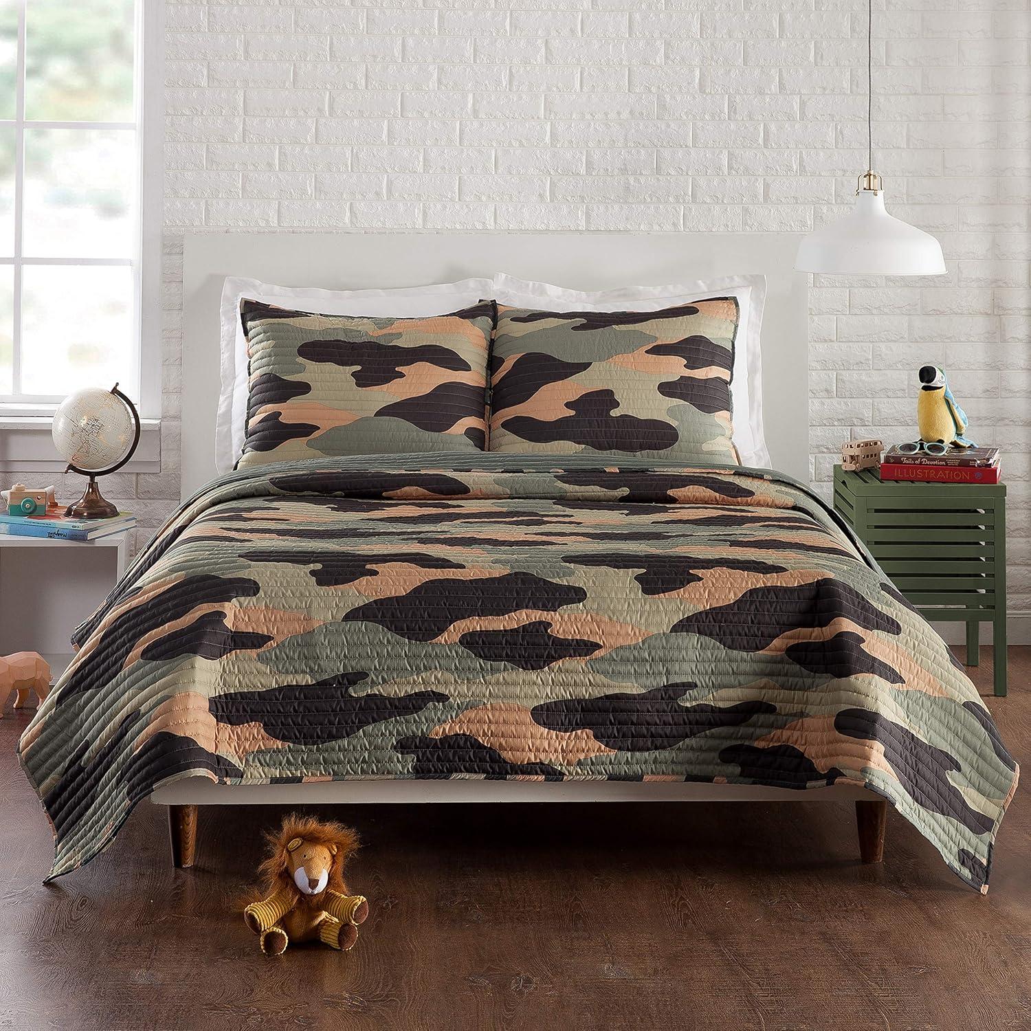 Covert Camo Reversible Microfiber Quilt Set