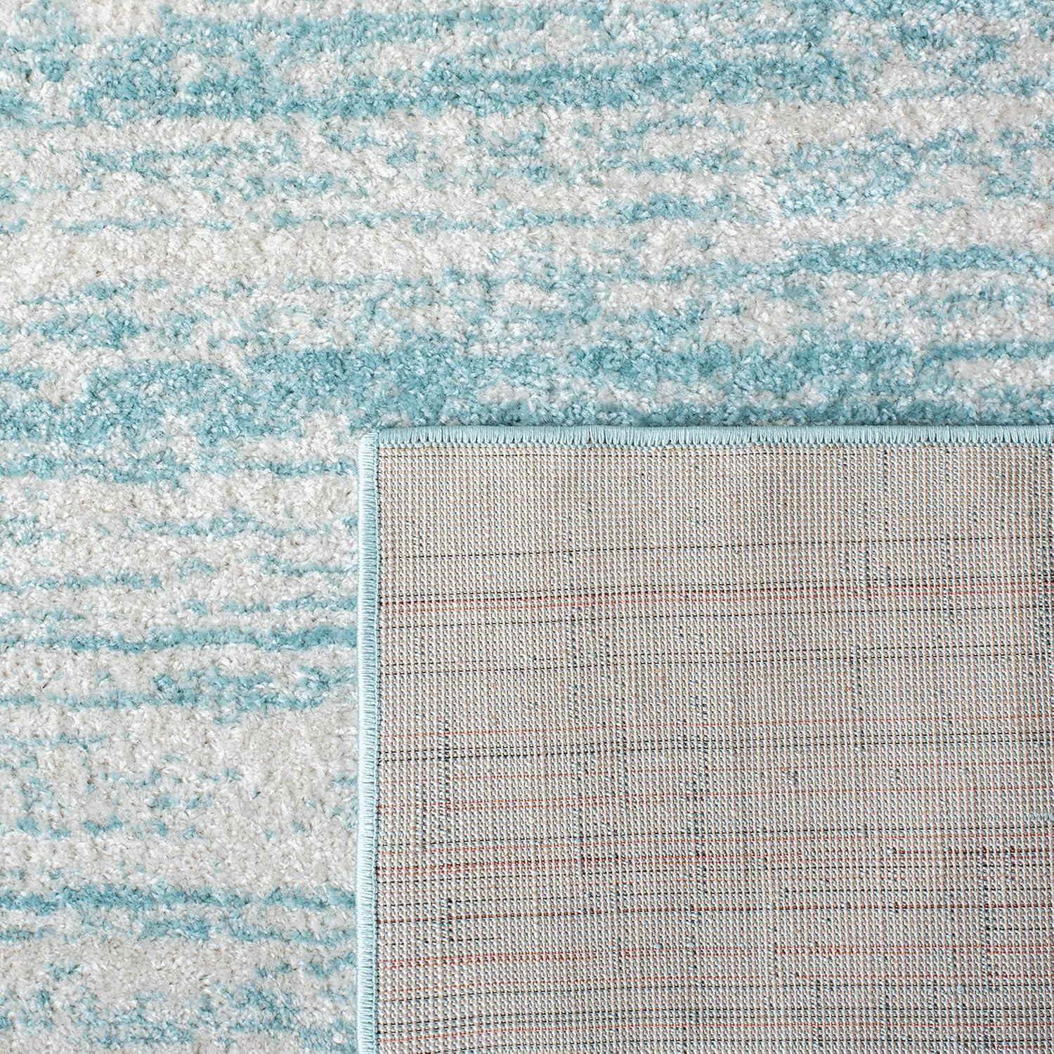 Adirondack ADR113 Machine Made Indoor Area Rug - Aqua/Ivory - 6'-7"x6'-7" - Safavieh
