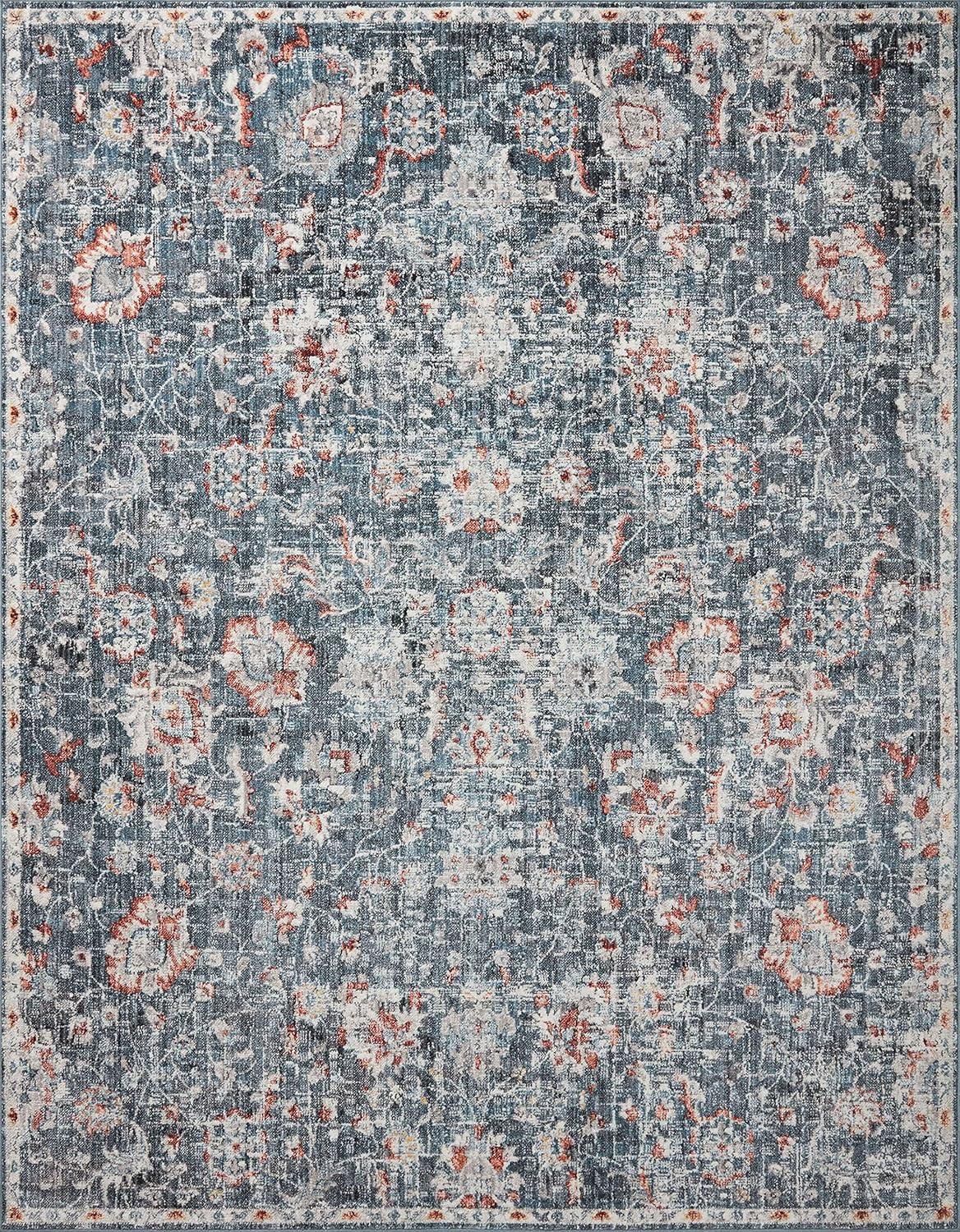 Loloi II Cassandra Collection CSN-04 Blue / Rust Oriental Area Rug 6'-7" x 9'-3"