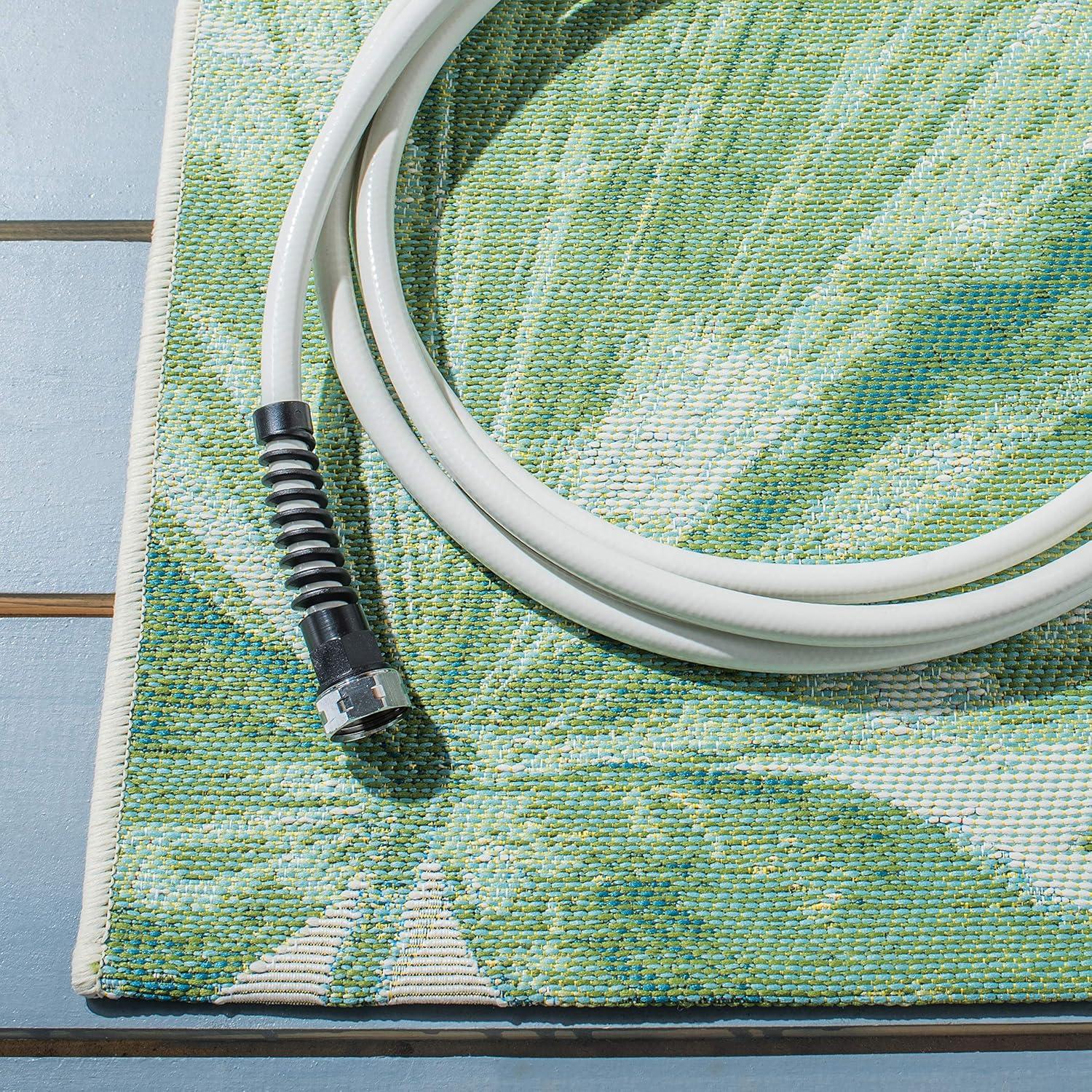 Barbados BAR590 Power Loomed Indoor/Outdoor Area Rug - Green/Teal - 5'3"x7'6" - Safavieh.