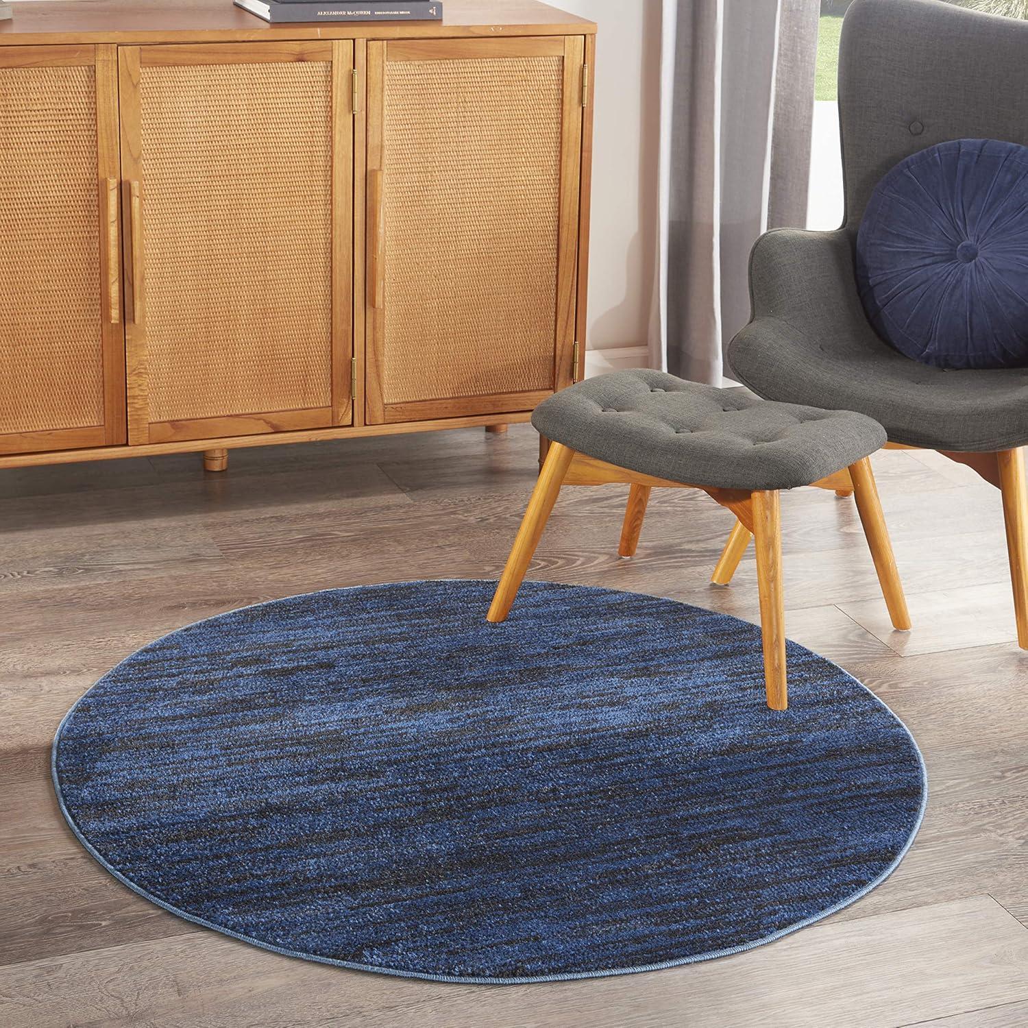 Nourison Nourison Essentials NRE01 Indoor/outdoor Area Rug - Midnight Blue 4' x round