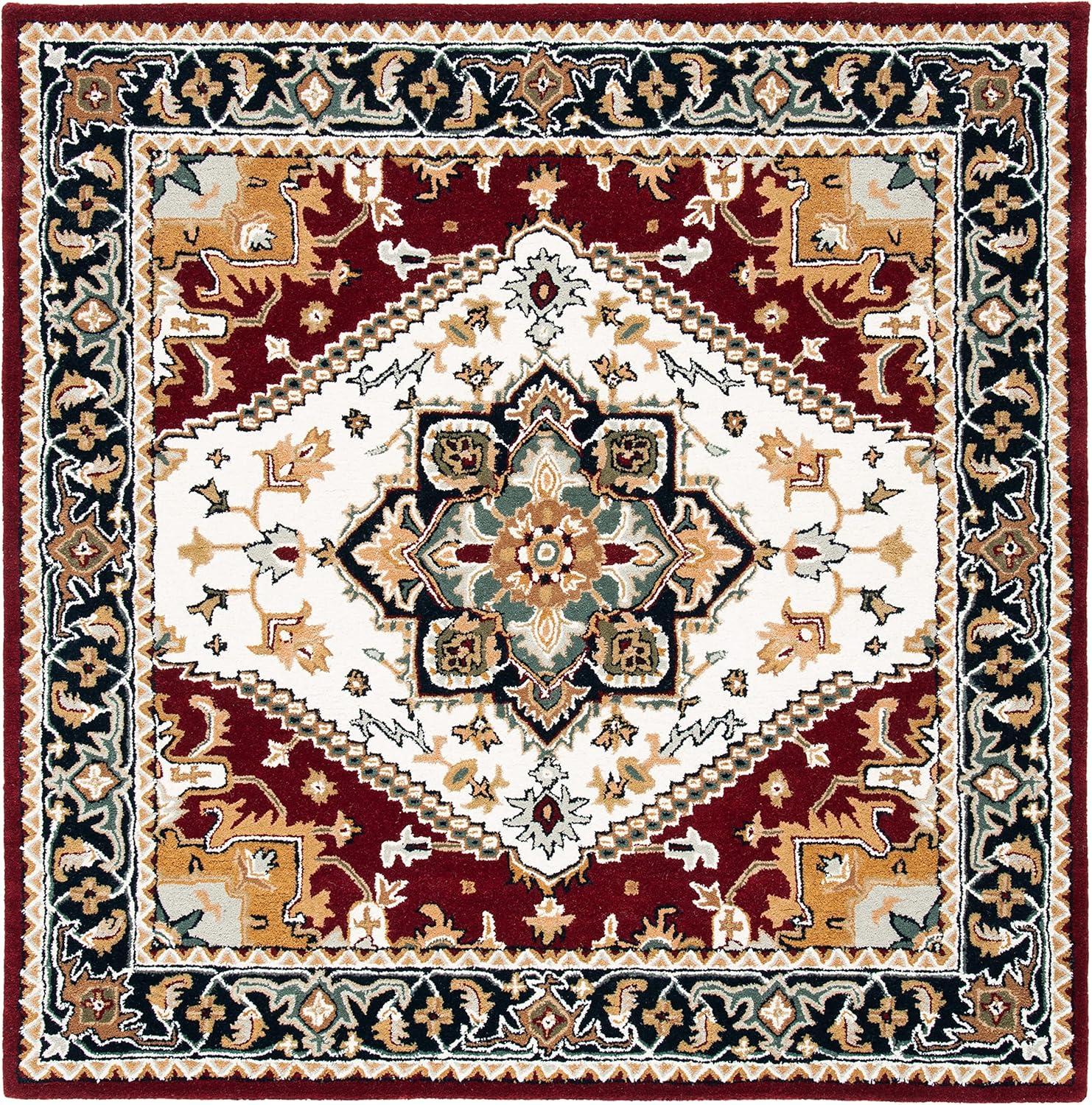 Heritage HG625 Handmade Area Rug - 4'x4' - Red - Safavieh
