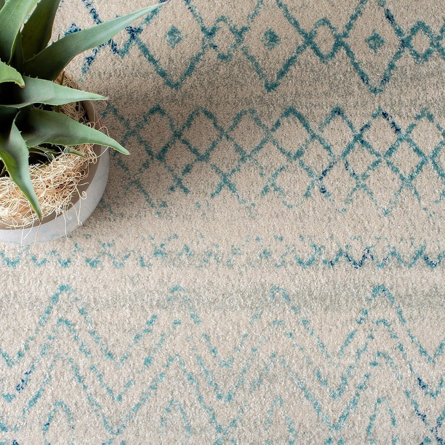 Madison 700 MAD798 Power Loomed Indoor Area Rug - Ivory/Aqua - 9'x12' - Safavieh