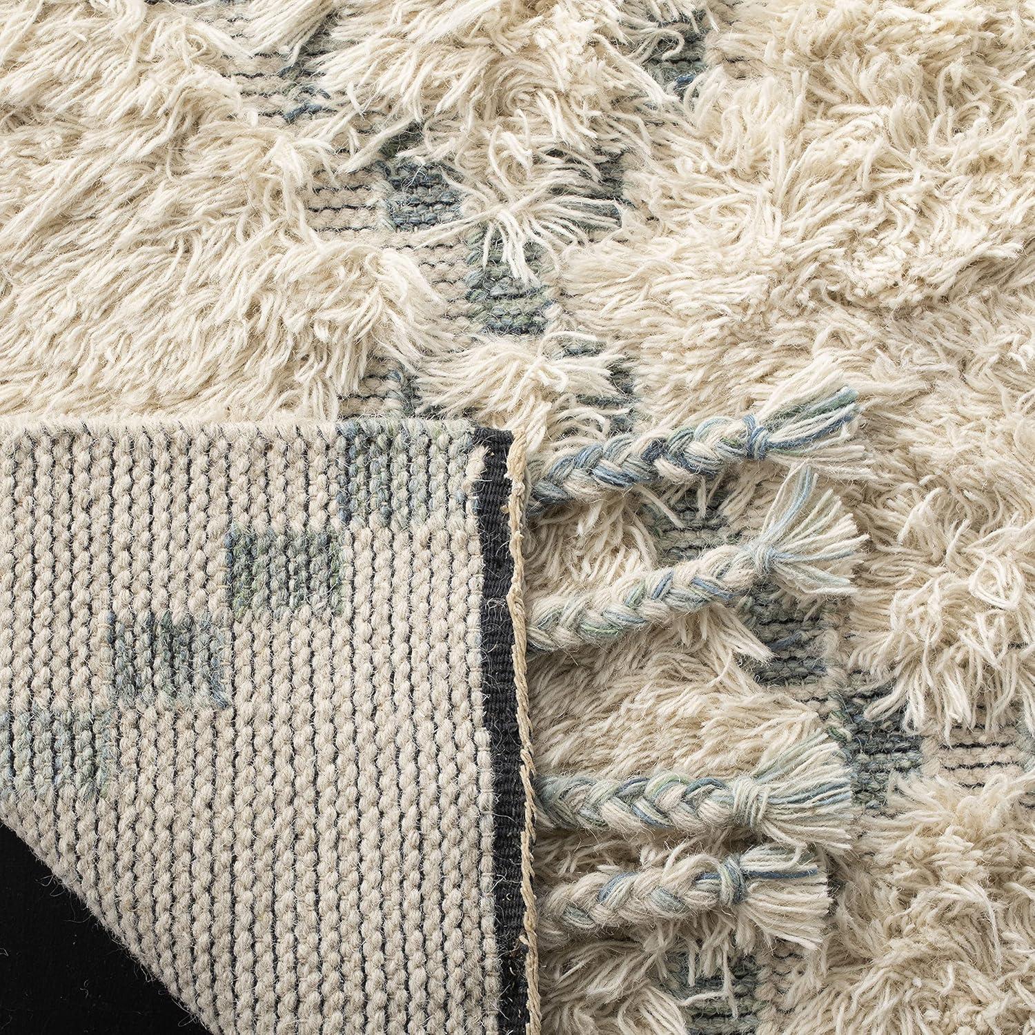 SAFAVIEH Kenya Natalie Geometric Area Rug, Blue/Ivory, 6' x 9'