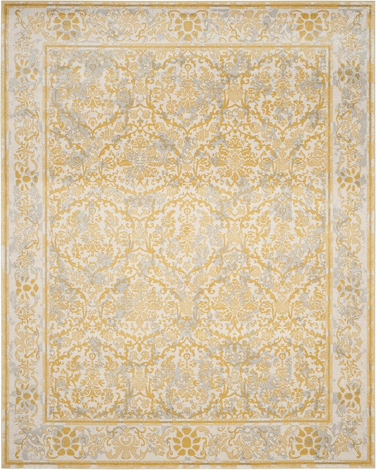 SAFAVIEH Evoke Lorna Traditional Bordered Area Rug, Ivory/Gold, 9' x 12'