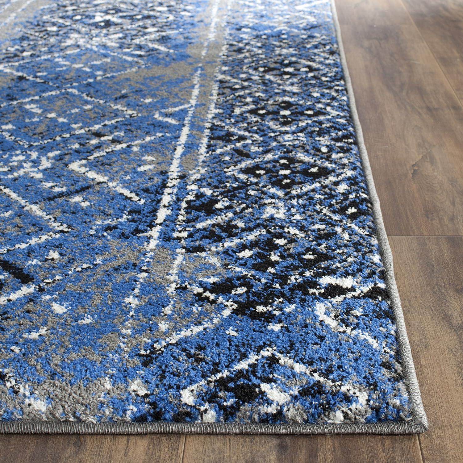 Silver and Multi 4' Square Synthetic Area Rug