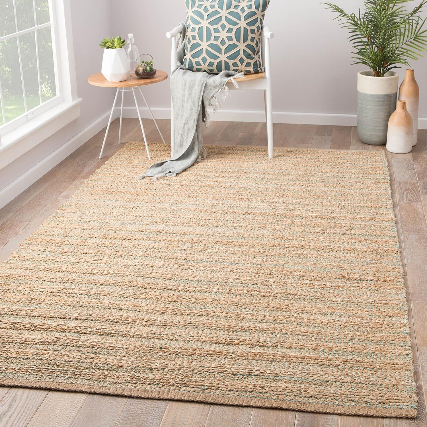 Almond Buff Coastal Hand-Knotted Jute Area Rug, 3'6"x5'6"