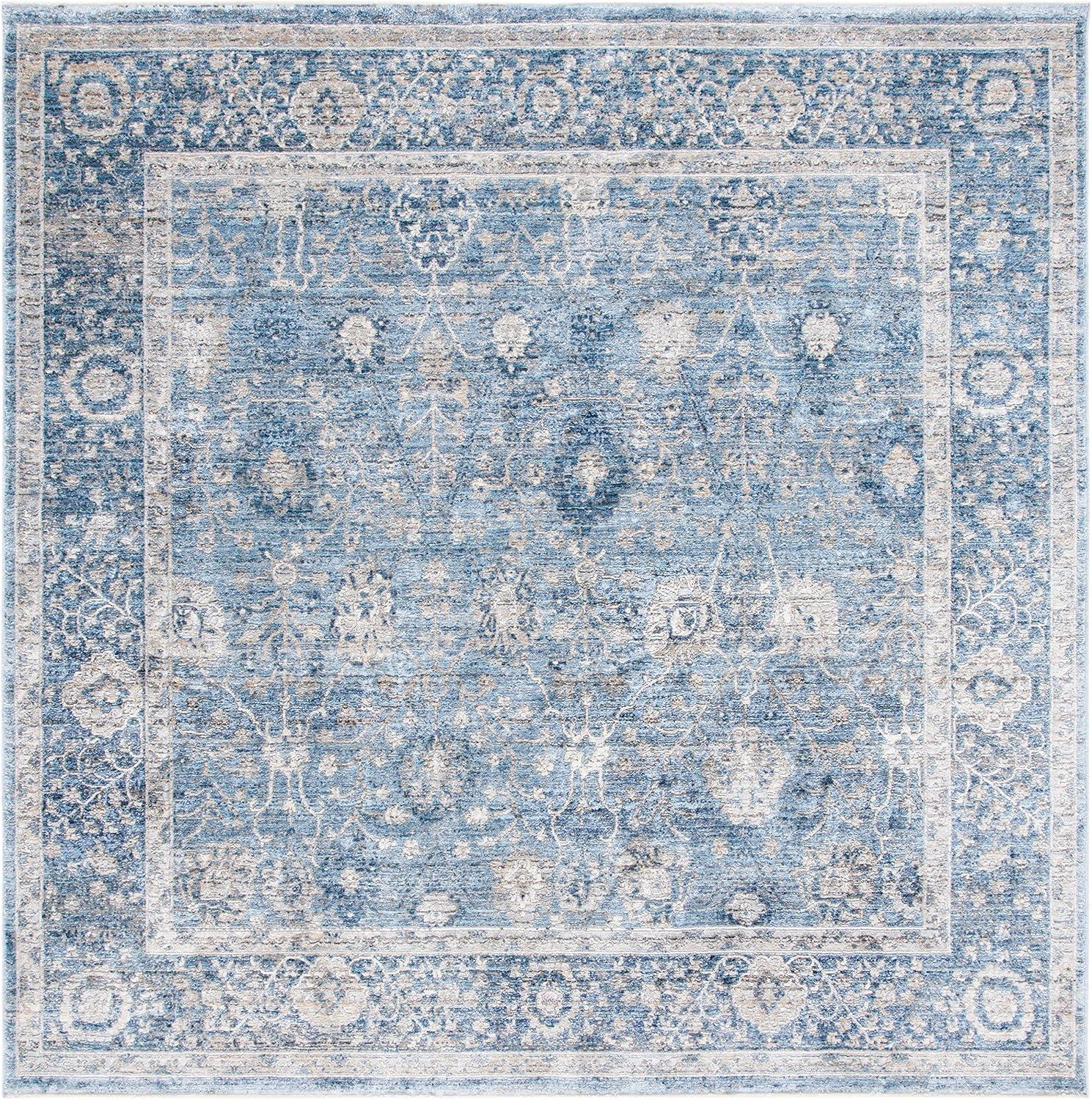 SAFAVIEH Dream Giles Floral Area Rug, Grey/Turquoise, 6'7" x 6'7" Square