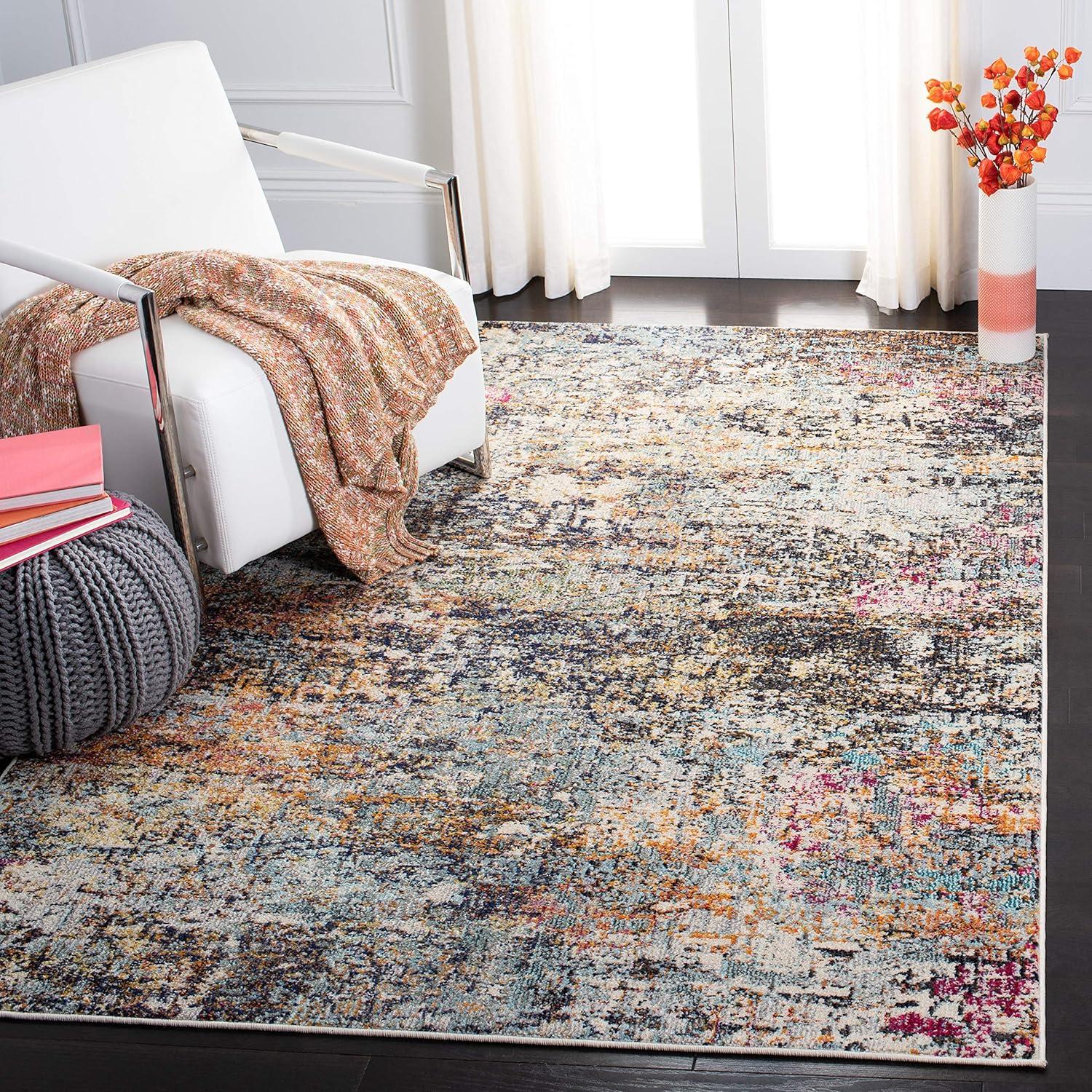 Madison MAD460 Power Loomed Indoor Area Rug - Black/Gold - 5'x5' - Safavieh