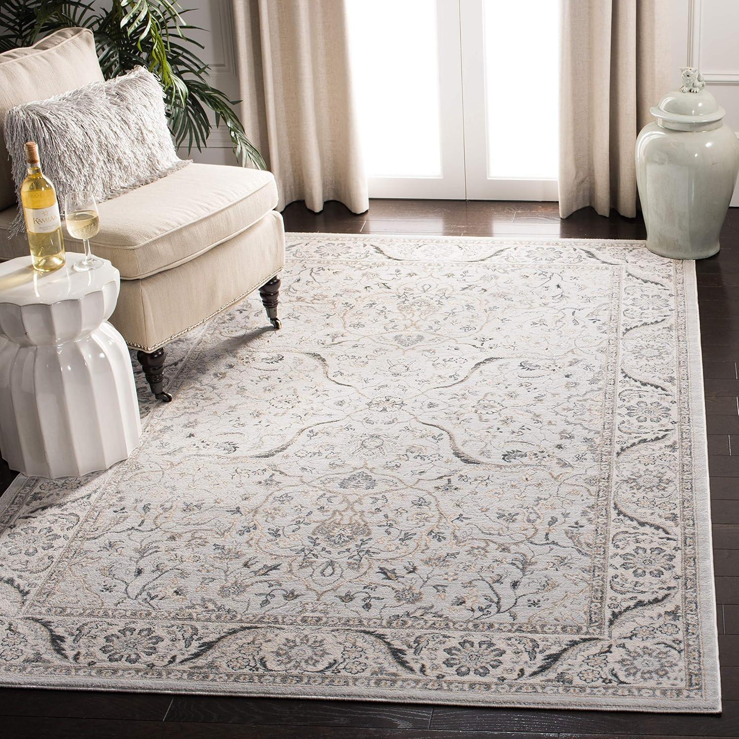 Isabella ISA912 Power Loomed Area Rug - Light Grey/Cream - 6'7"x9' - Safavieh.