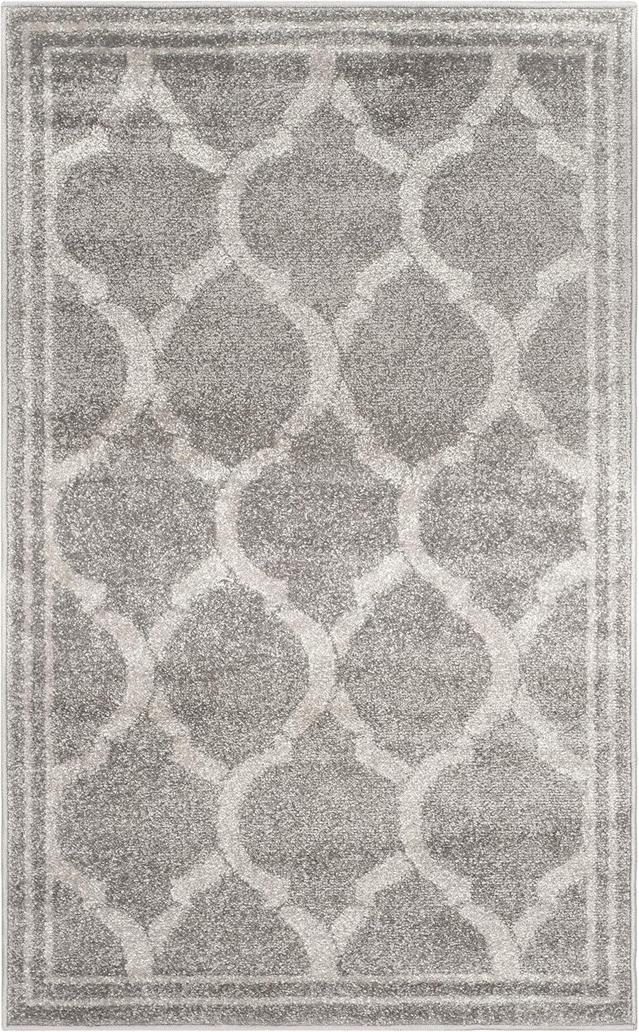 Elysian Dark Grey and Beige Geometric Synthetic Area Rug, 30" x 4"