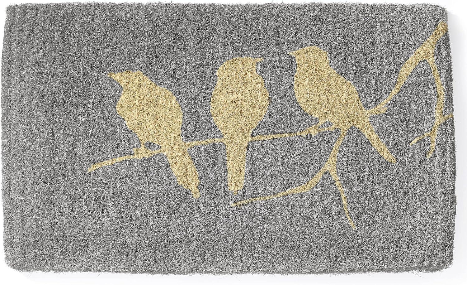 FH Home Floral Extra Thick Doormat - Handwoven, Durable - Natural Coir - Entryway, Front Door, Porch, Patio - Field of Poppies Red (18" x 30" Thick)