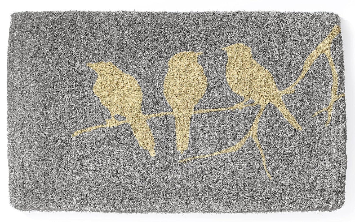 FH Home Floral Extra Thick Doormat - Handwoven, Durable - Natural Coir - Entryway, Front Door, Porch, Patio - Field of Poppies Red (18" x 30" Thick)