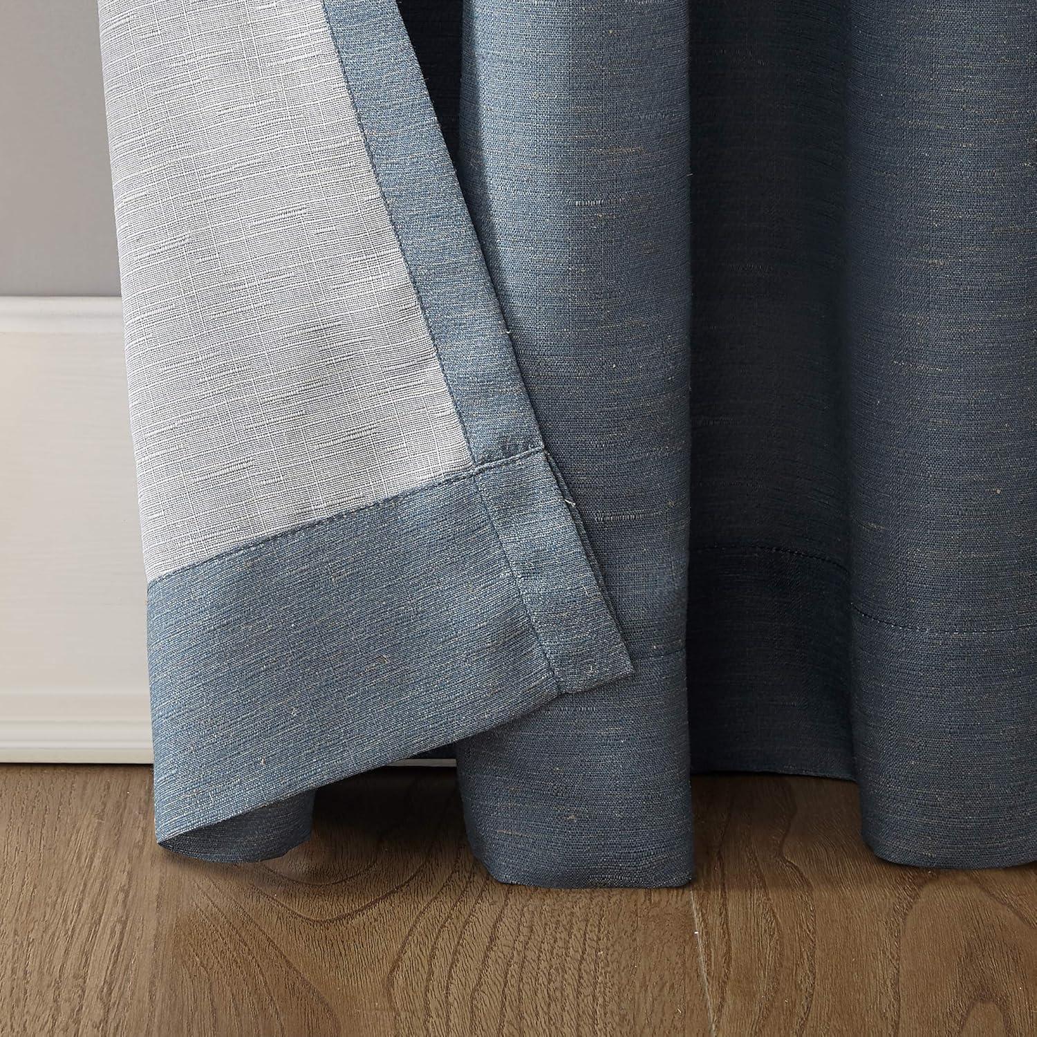 No. 918 Daniela 1-Piece Linen Blend Semi-Sheer Rod Pocket Curtain Panel, 54"x84", Denim Blue