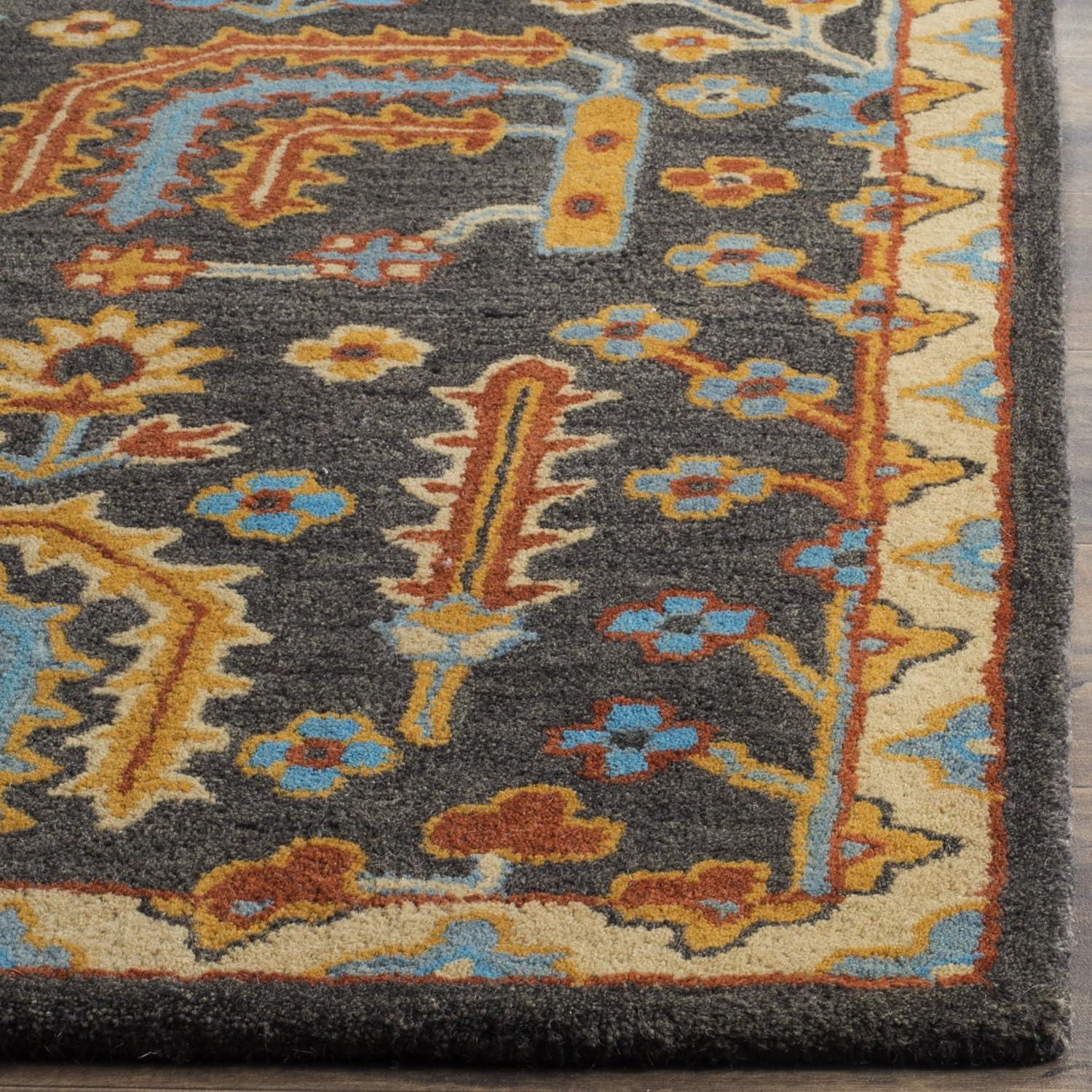 Heritage Charcoal and Multi Wool 6' x 9' Handmade Area Rug