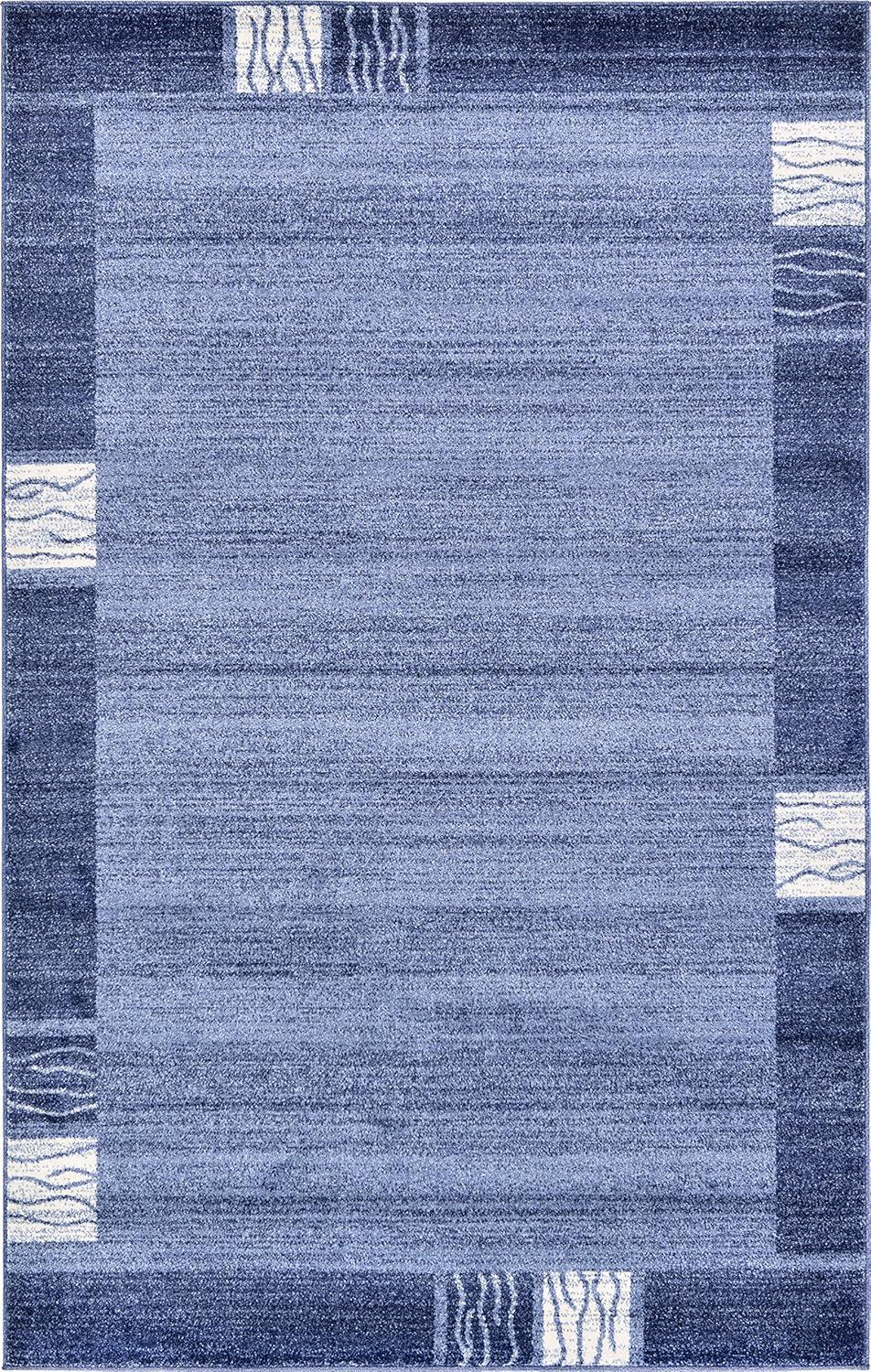 Unique Loom Del Mar Collection Area Rug - Sarah (5' 3" x 8' Rectangle, Light Blue/ Blue)