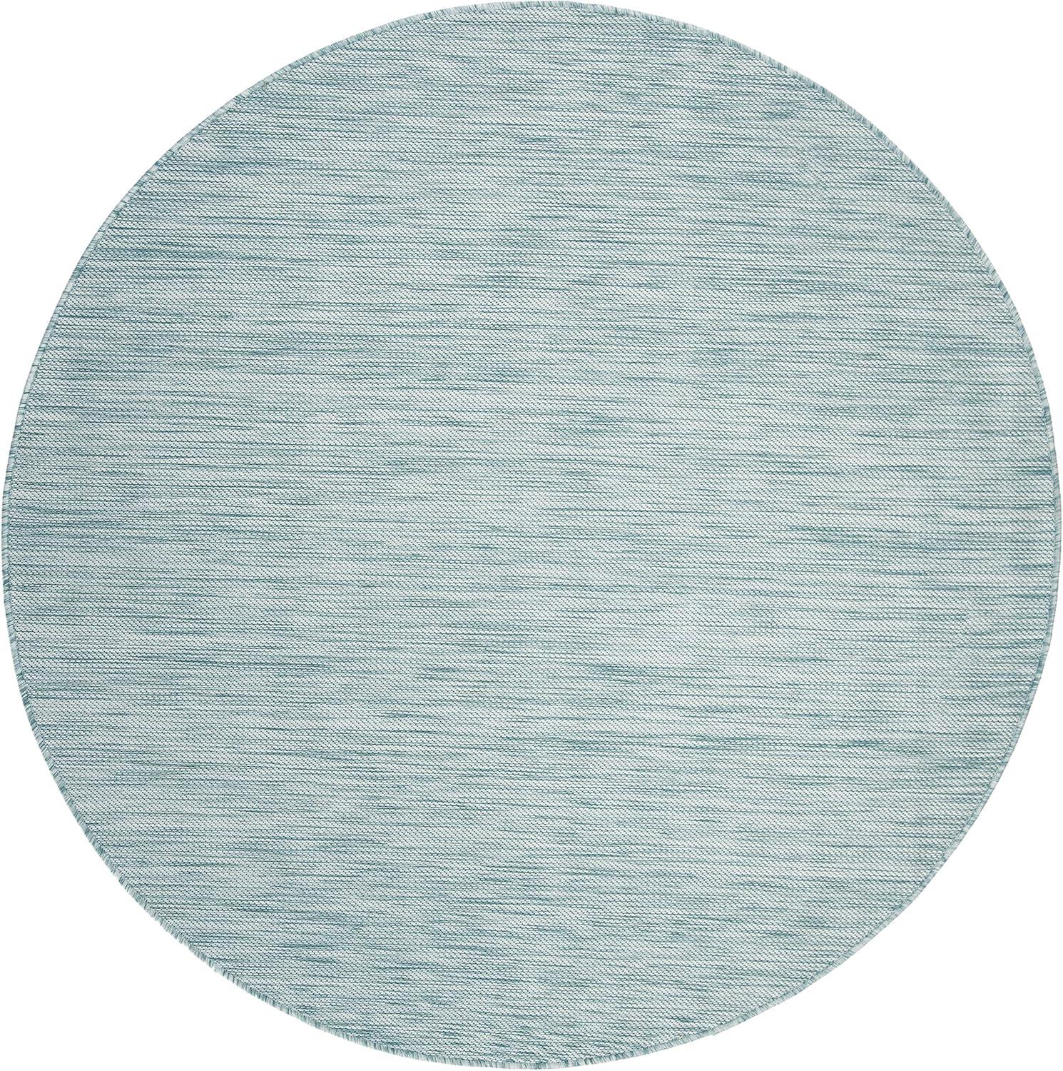 SAFAVIEH Beach House Tayler Solid Indoor/Outdoor Area Rug, Aqua, 5'3" x 5'3" Round