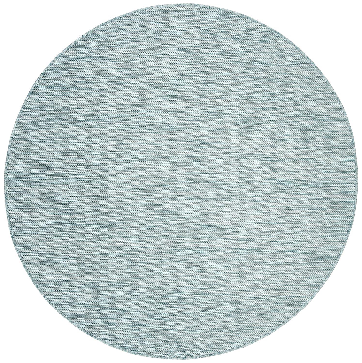 SAFAVIEH Beach House Tayler Solid Indoor/Outdoor Area Rug, Aqua, 5'3" x 5'3" Round