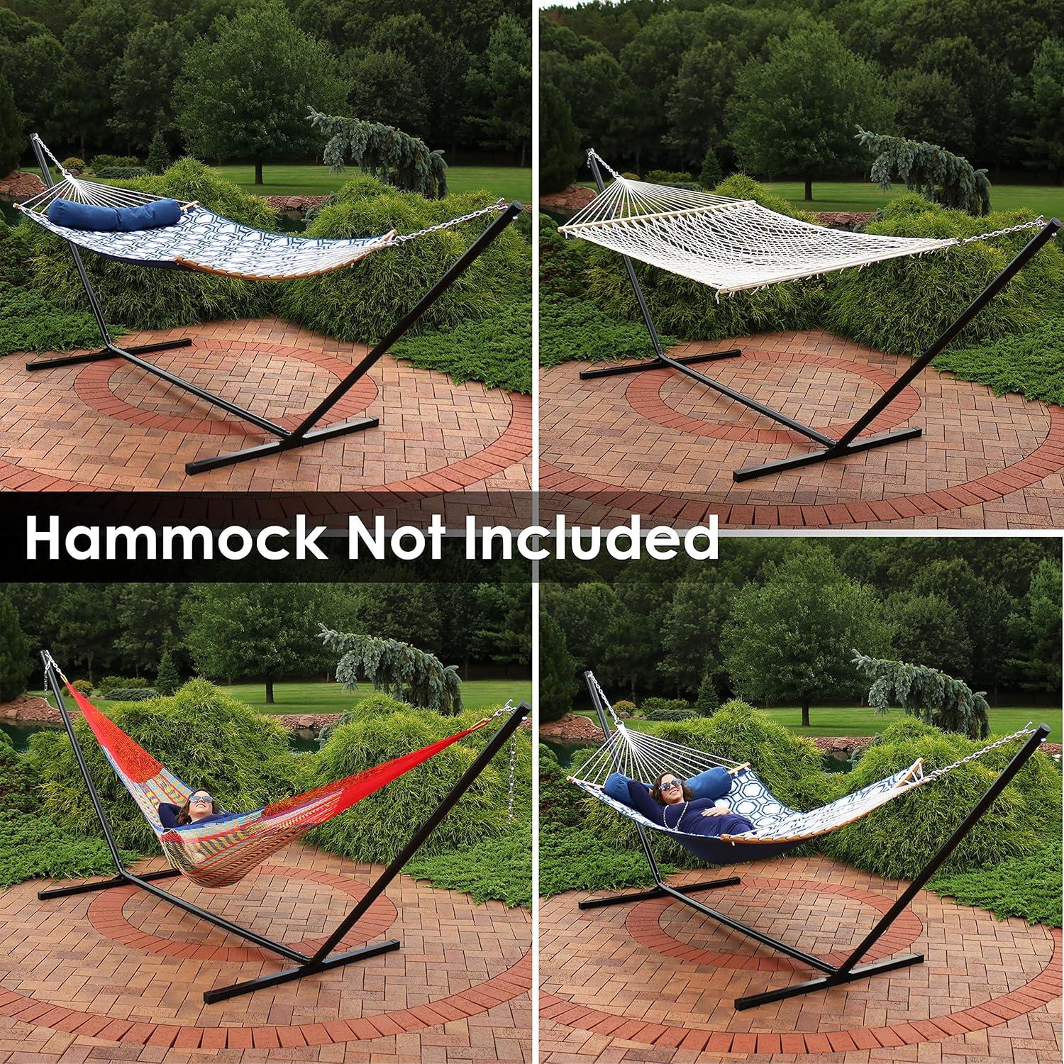 Sunnydaze Large 2-Person Hammock Stand with Heavy-Duty Steel Beam Construction - 400-lb Weight Capacity/15' Stand - Black