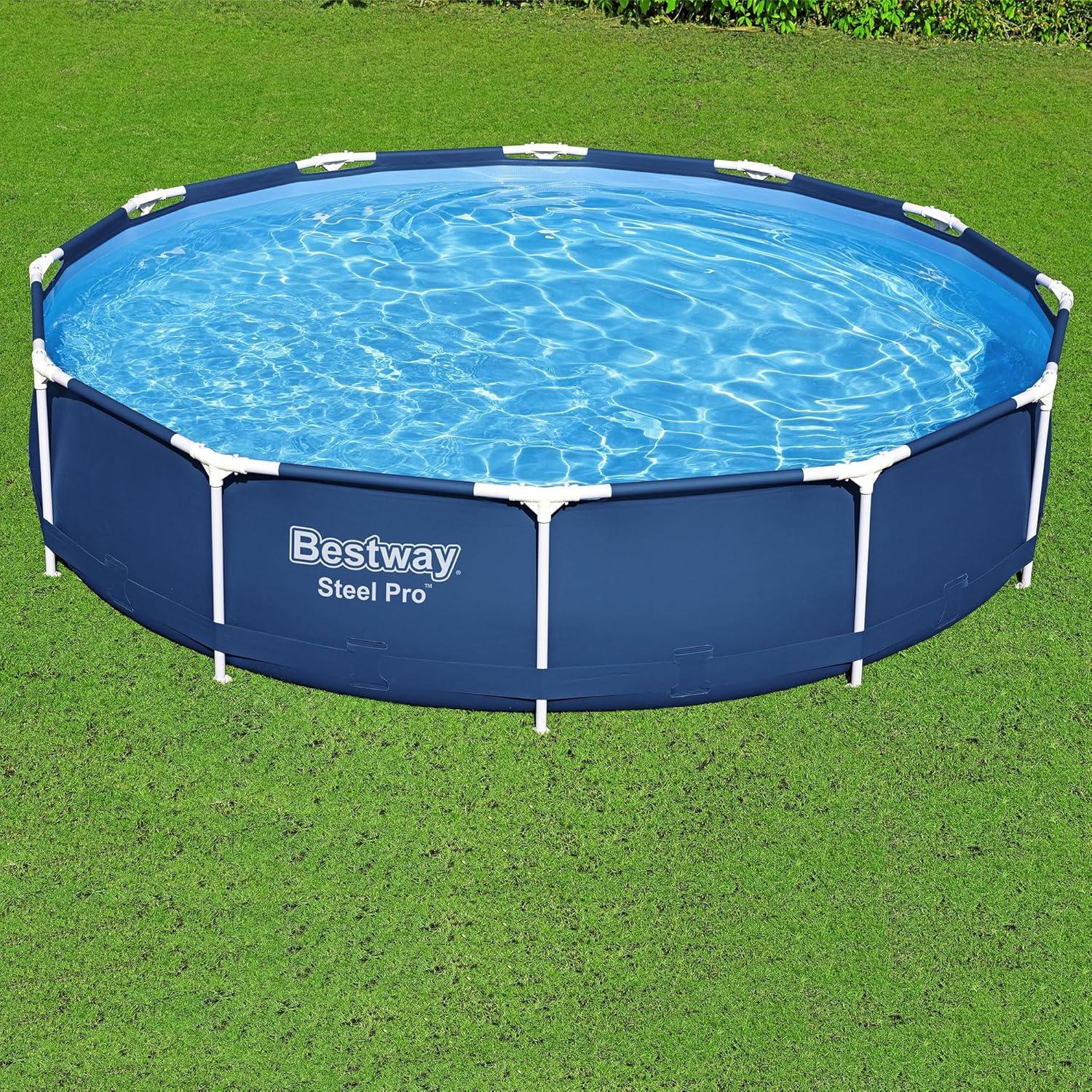 Bestway Steel ProRectangular Metal Frame Above Ground Outdoor Backyard Swimming Pool